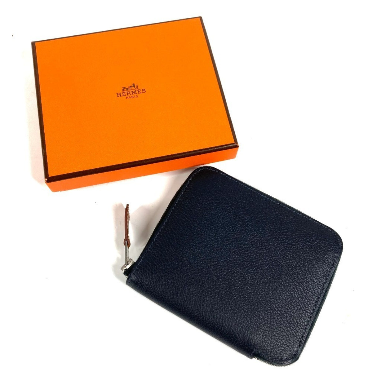 Hermes Navy Leather Coin Purse/Coin Case (Pre-Owned)