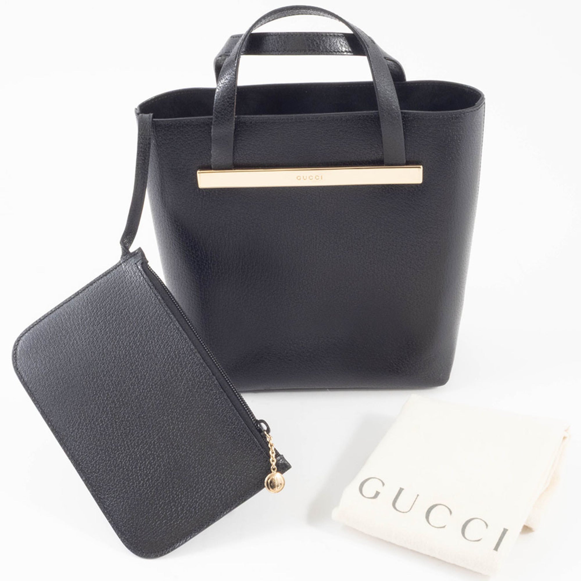 Gucci Black Leather Handbag Tote Bag (Pre-Owned)