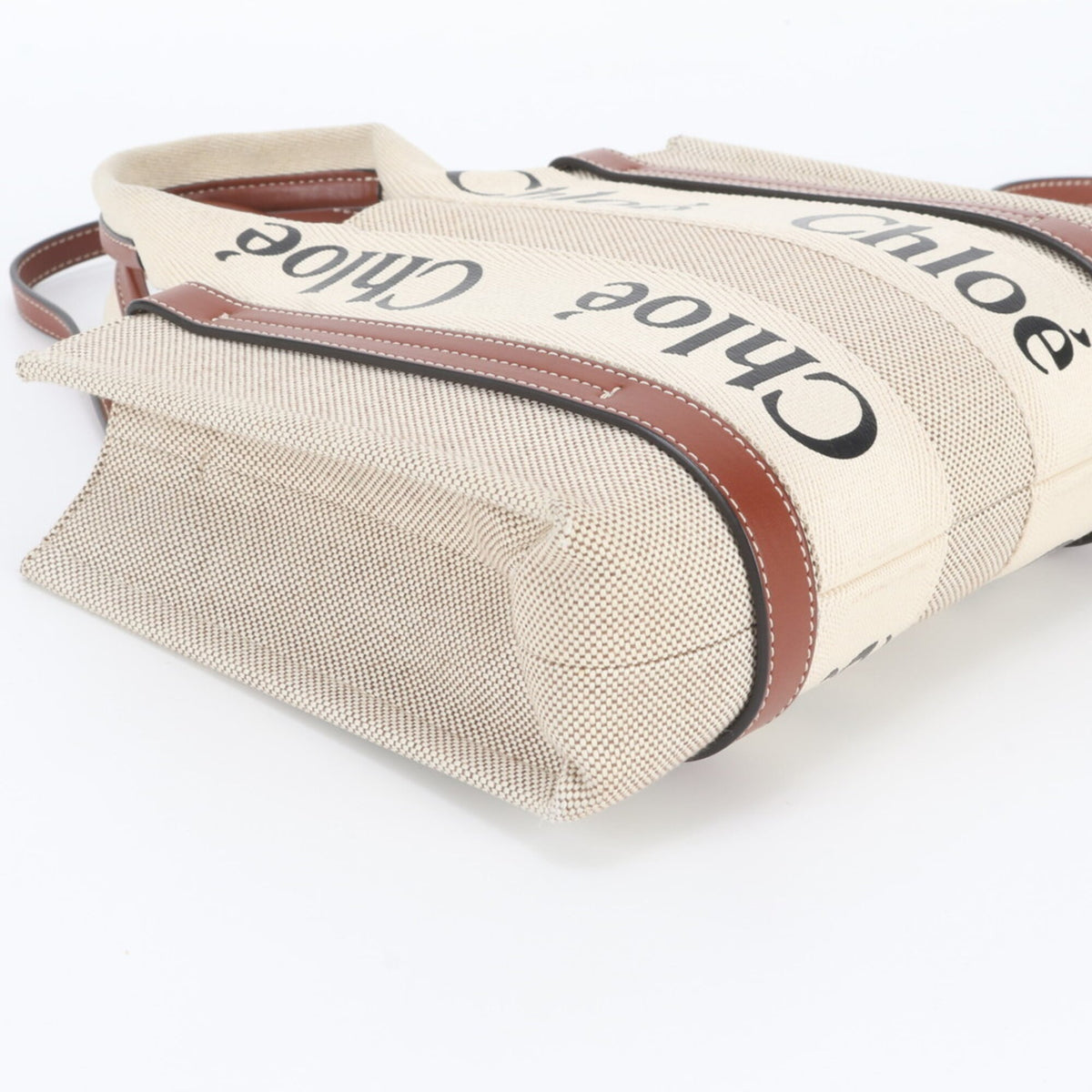 Chloé Beige Leather Canvas Crossbody Bag Handbag Shoulder Bag Tote Bag (Pre-Owned)
