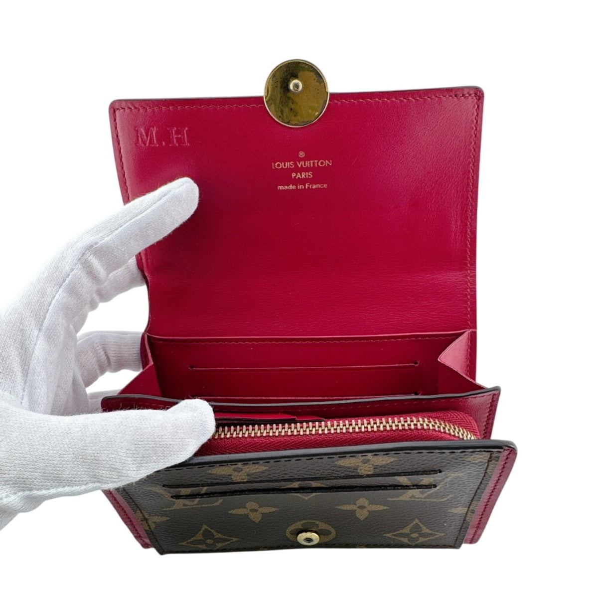 Louis Vuitton Brown Pink Monogram Leather Wallet (Bi-Fold) (Pre-Owned)