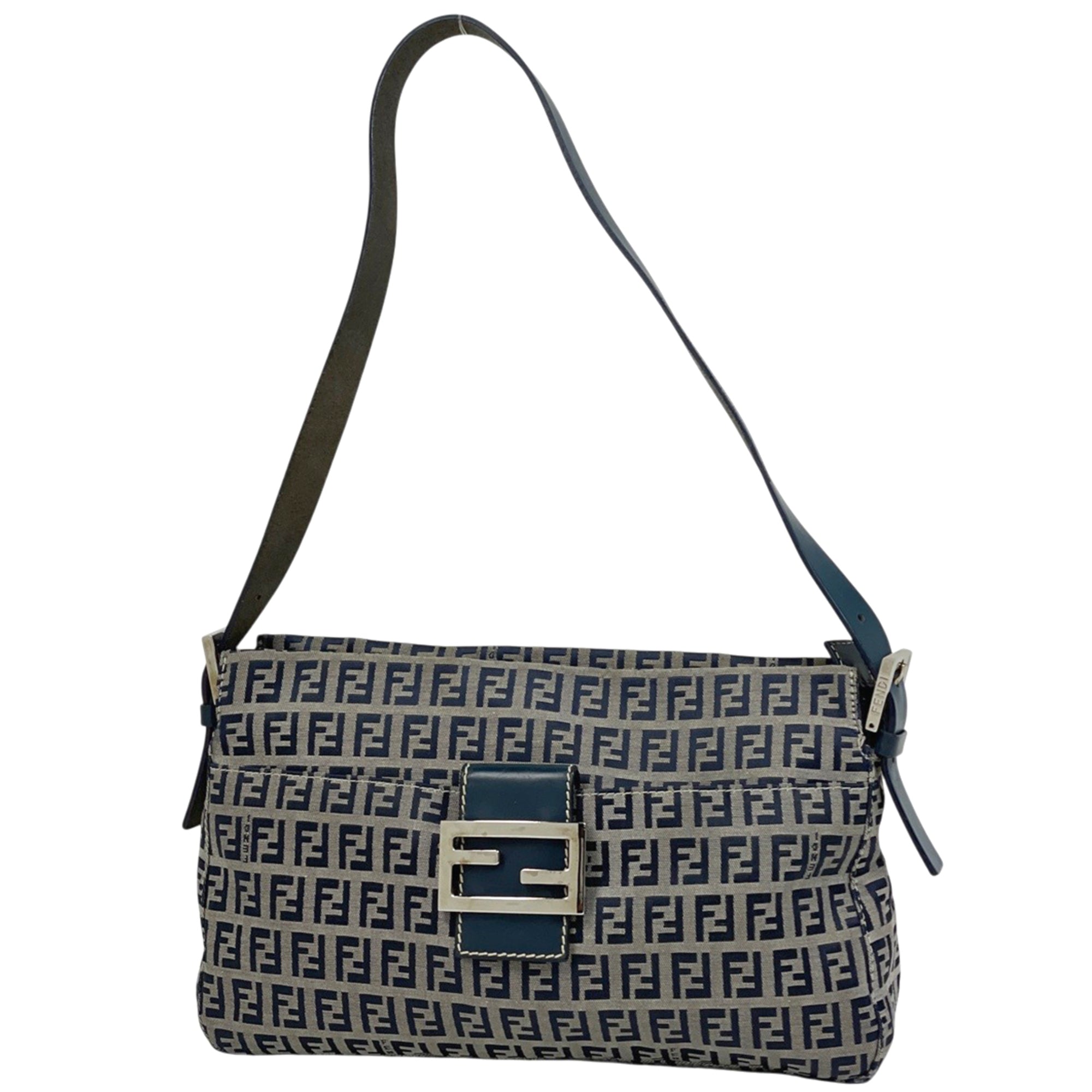 Fendi Navy Zucchino Shoulder Bag (Pre-Owned)