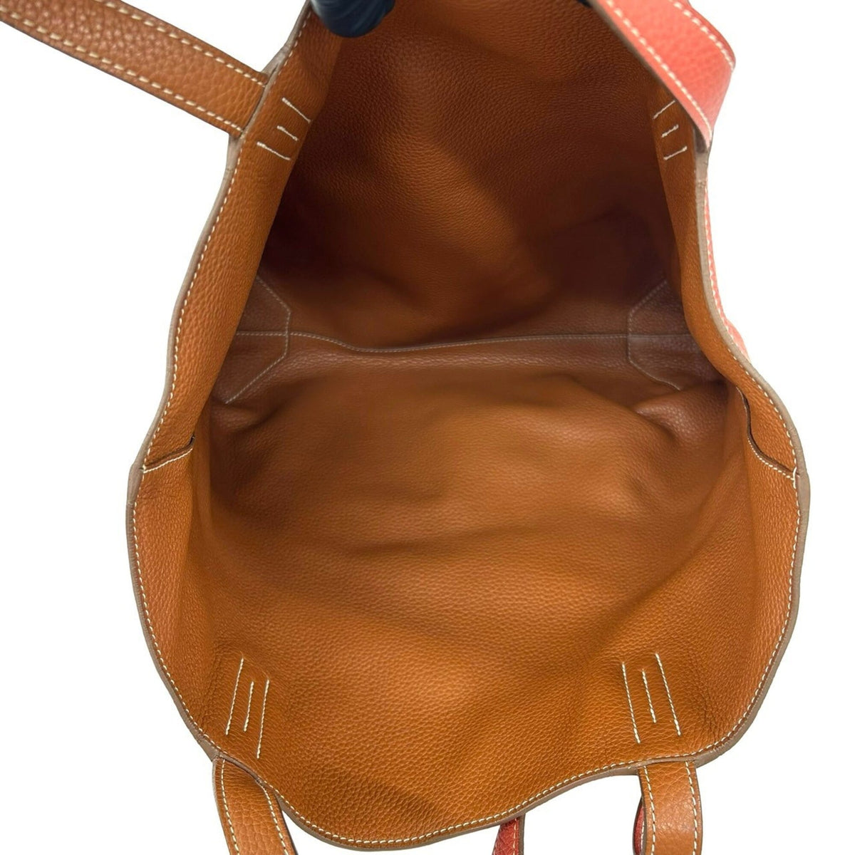 Hermes Brown Orange Taurillon Clemence Leather Tote Bag (Pre-Owned)