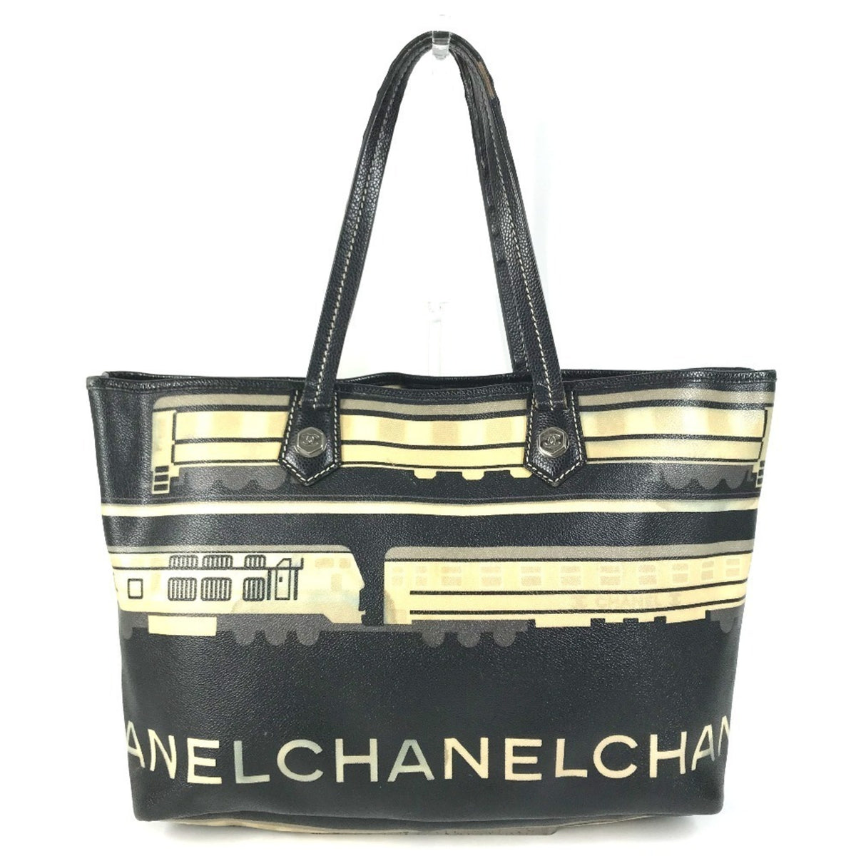 Chanel Black Pvc Leather Shoulder Bag Tote Bag (Pre-Owned)