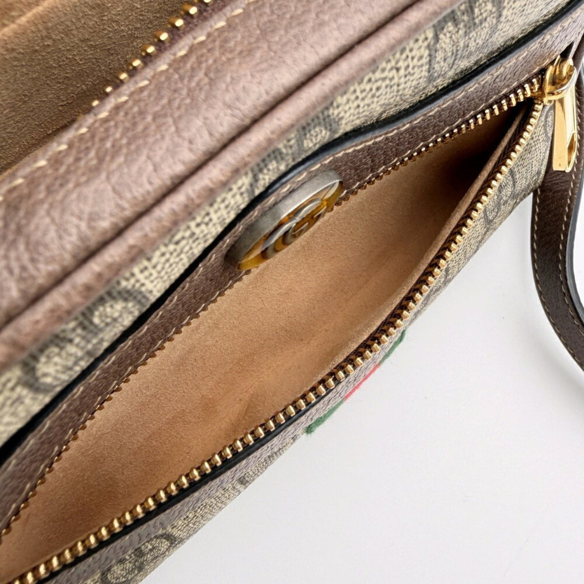 Gucci Sherry Line Beige Brown Gg Supreme Leather Shoulder Bag (Pre-Owned)