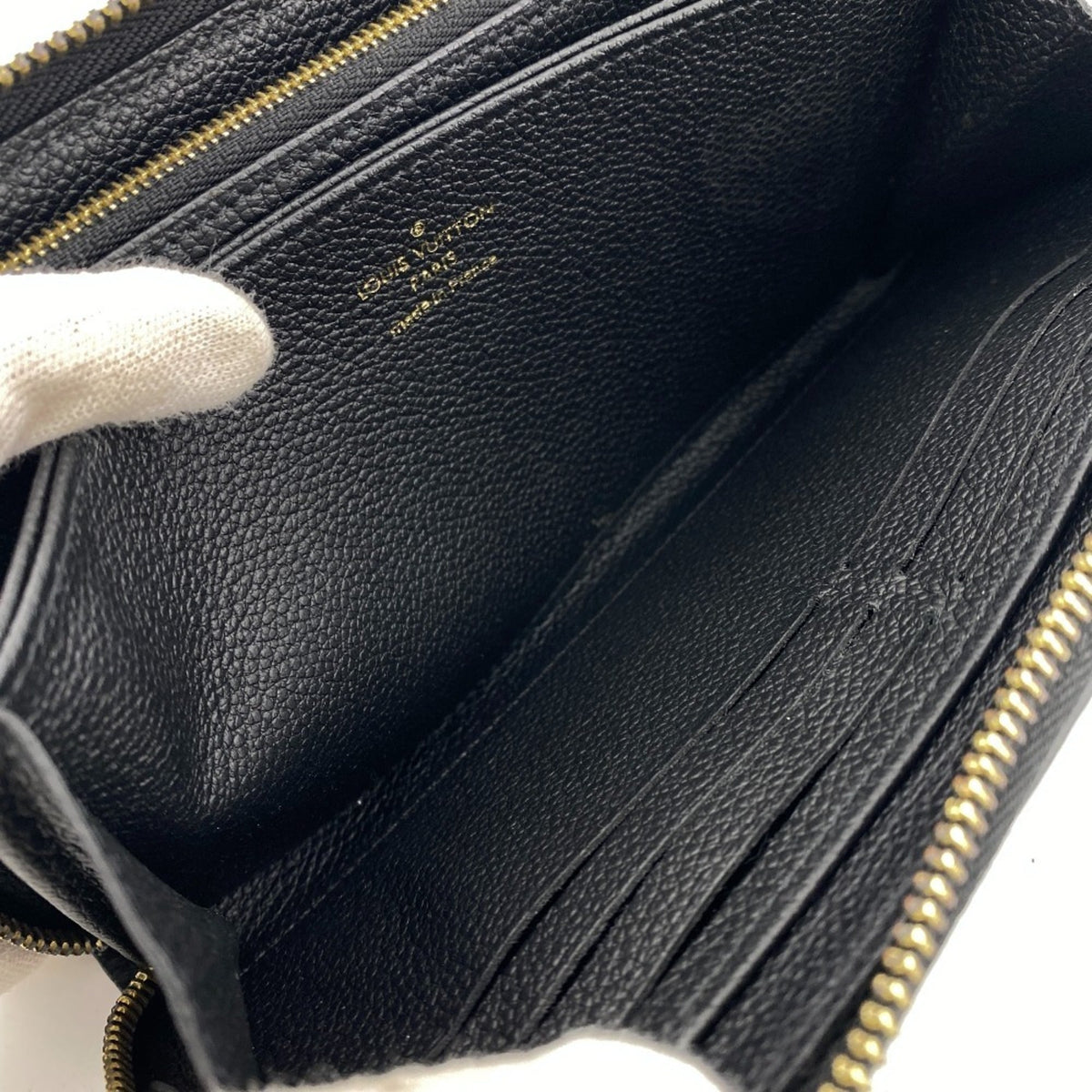 Louis Vuitton Beige Black Leather Long Wallet (Bi-Fold) (Pre-Owned)