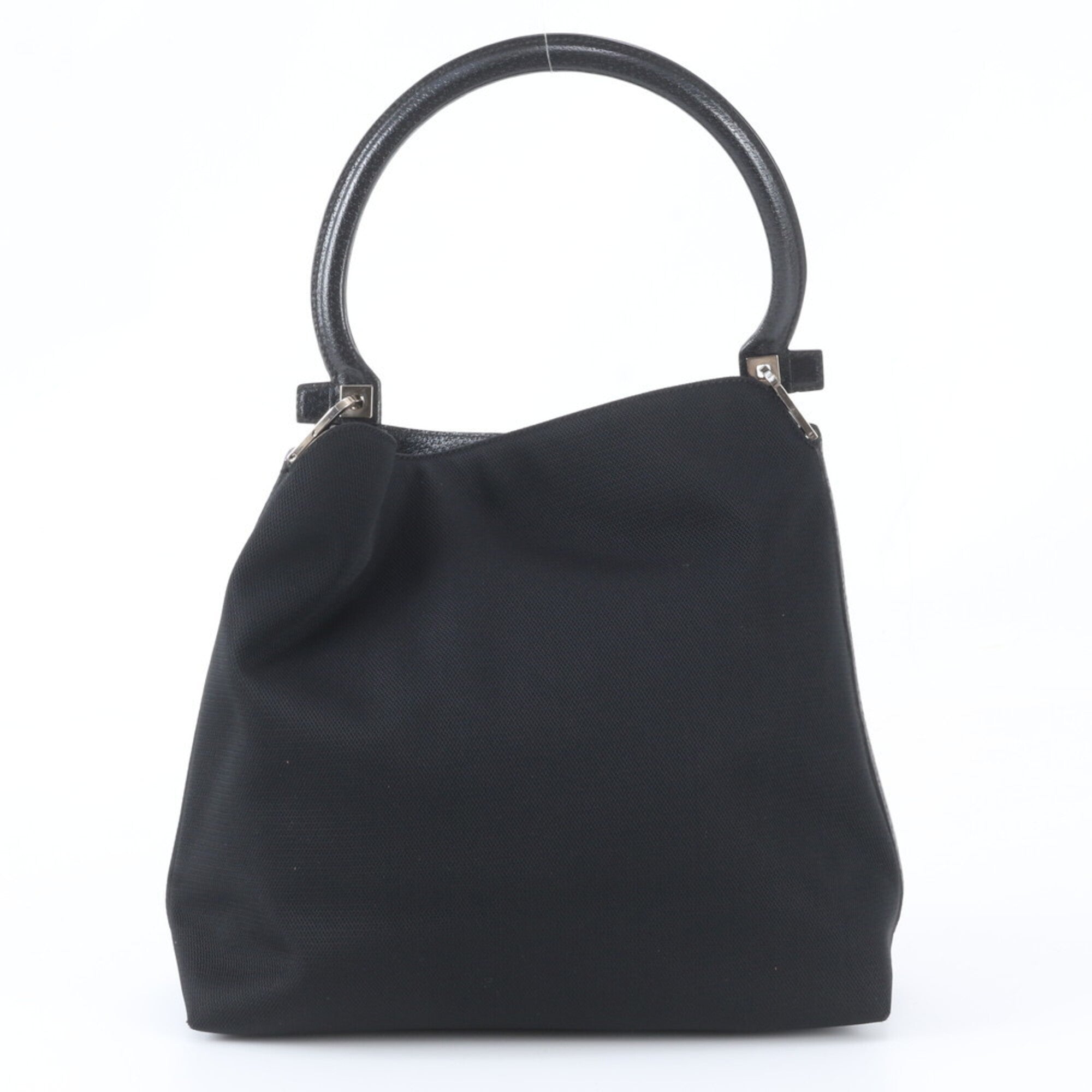 Salvatore Ferragamo Gancini Black Leather Nylon Handbag Shoulder Bag (Pre-Owned)