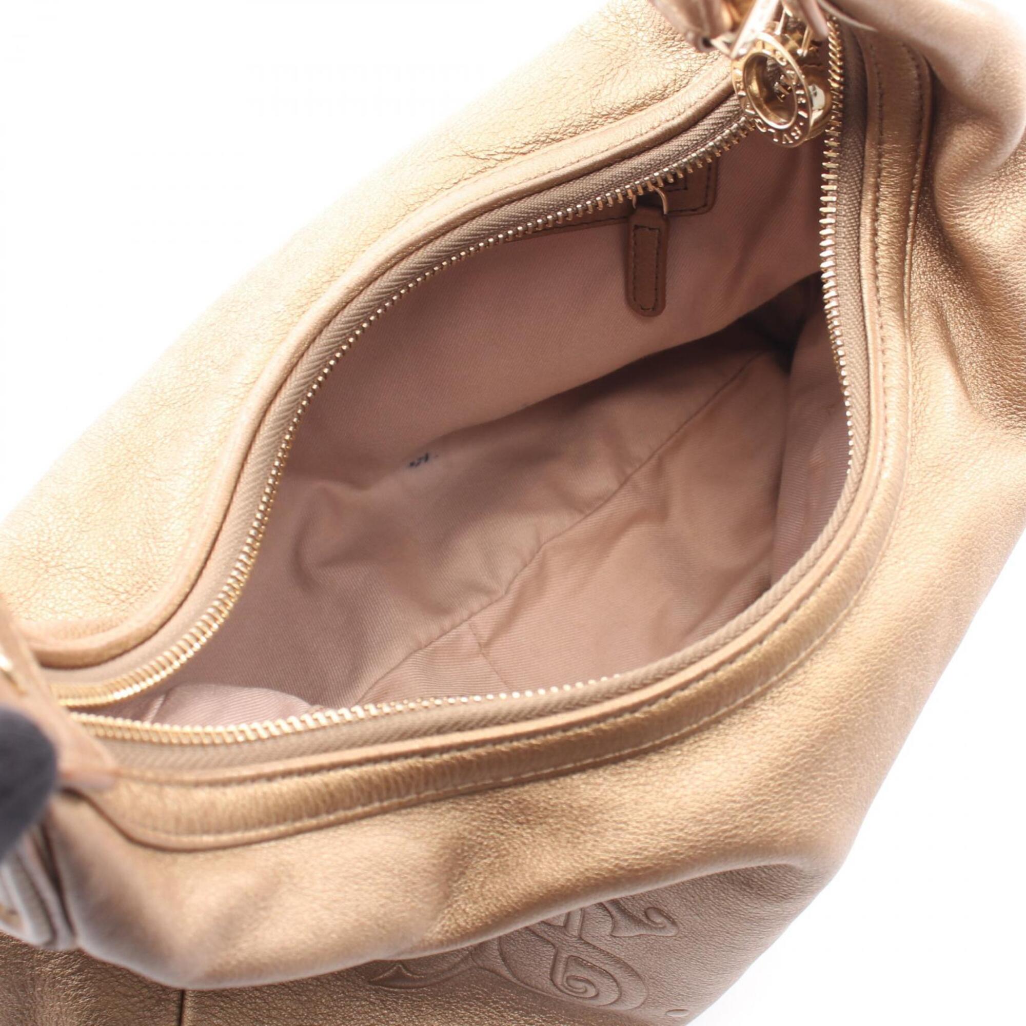 Bvlgari Gold Leather Handbag Shoulder Bag (Pre-Owned)