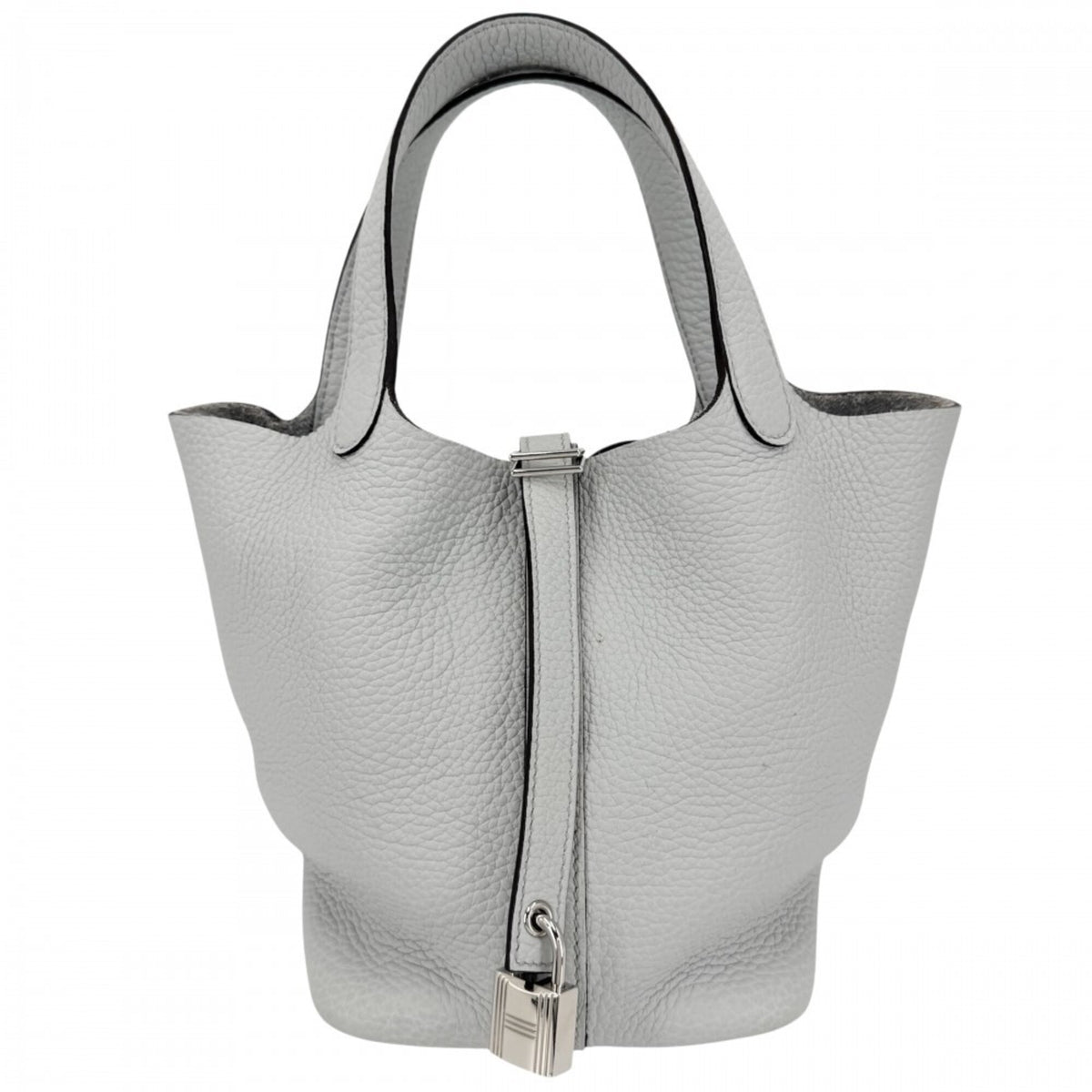 Hermes Blue Leather 100% Silk Handbag (Pre-Owned)