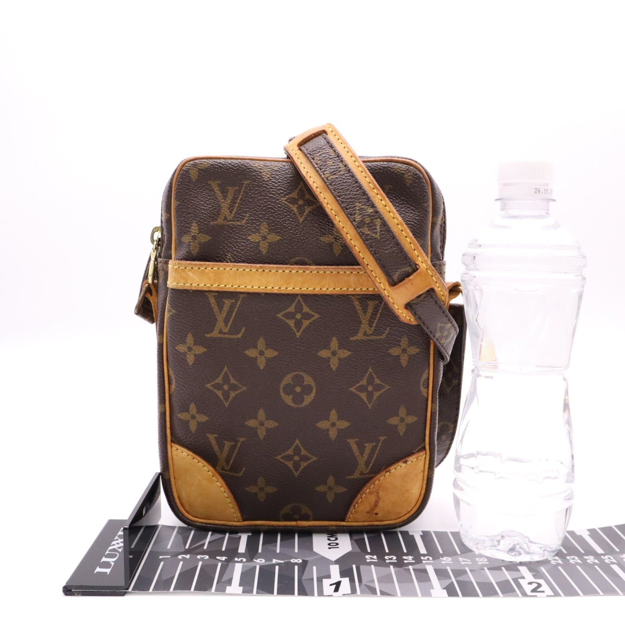Louis Vuitton Beige Brown Coated Canvas Leather Shoulder Bag (Pre-Owned)