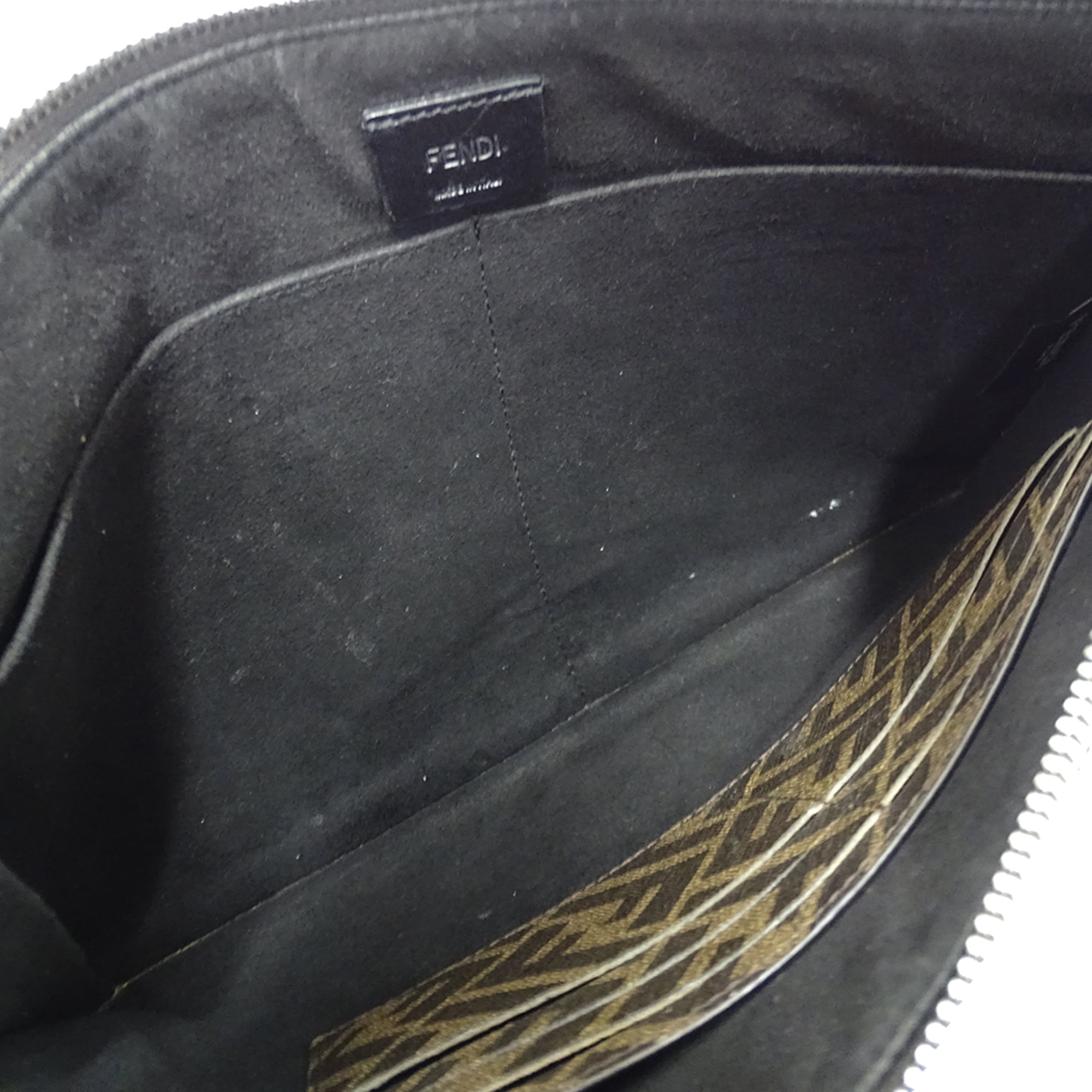 Fendi Zucca Brown Yellow Pvc Clutch Bag Handbag (Pre-Owned)
