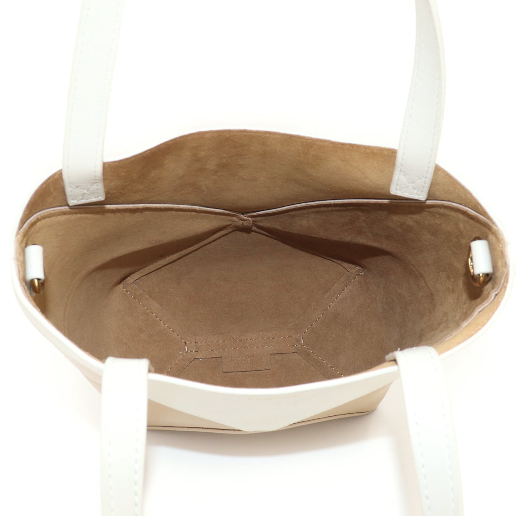 Loewe Puzzle Beige White Leather Handbag Tote Bag (Pre-Owned)