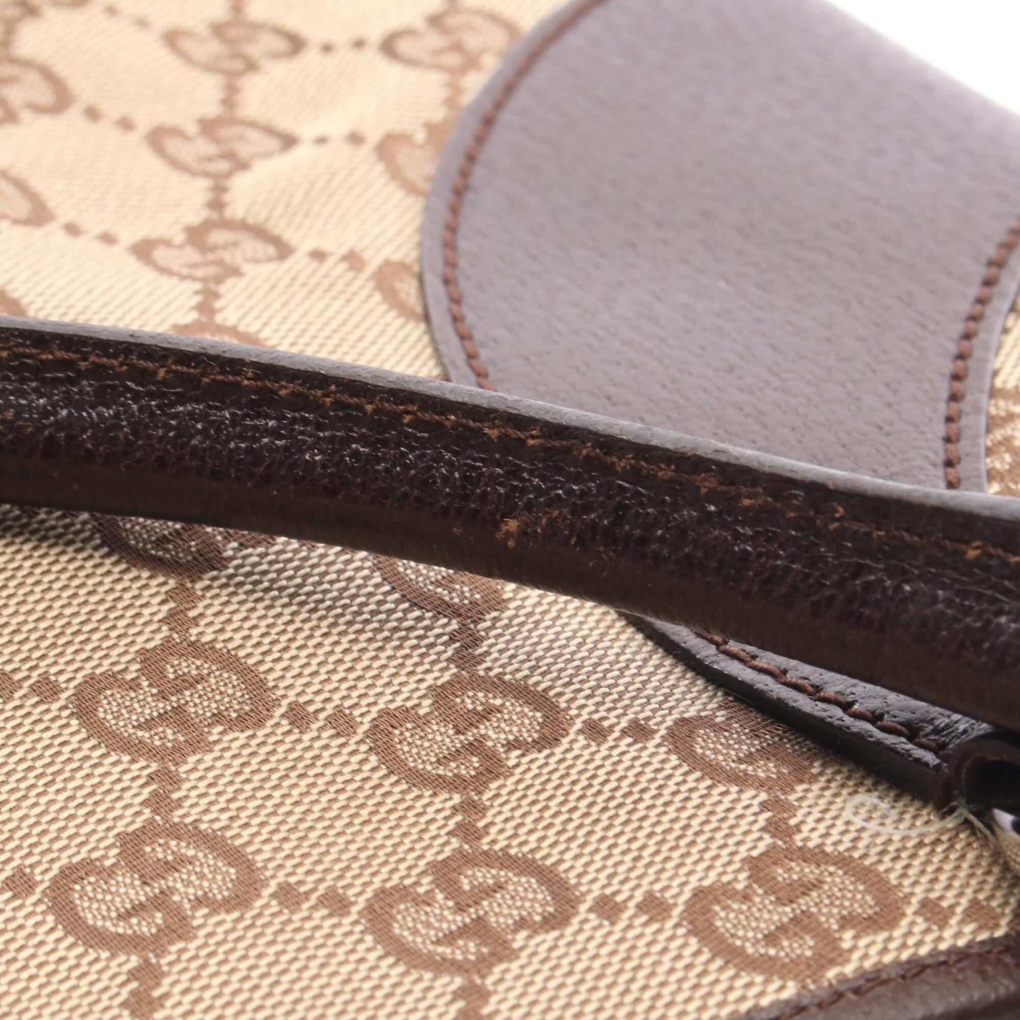Gucci Beige Brown Canvas Leather Handbag Tote Bag (Pre-Owned)