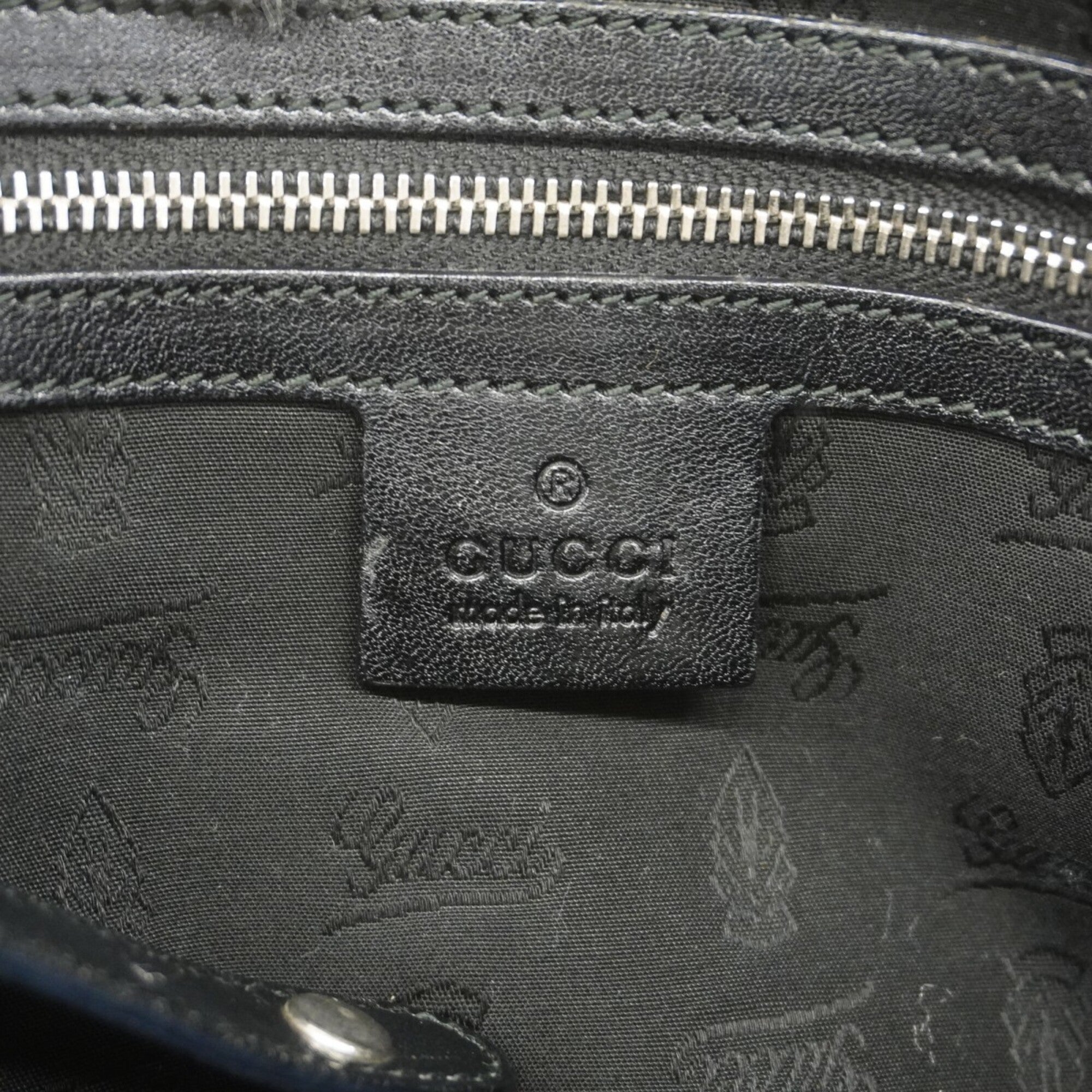 Gucci Beige Black Canvas Tote Bag (Pre-Owned)