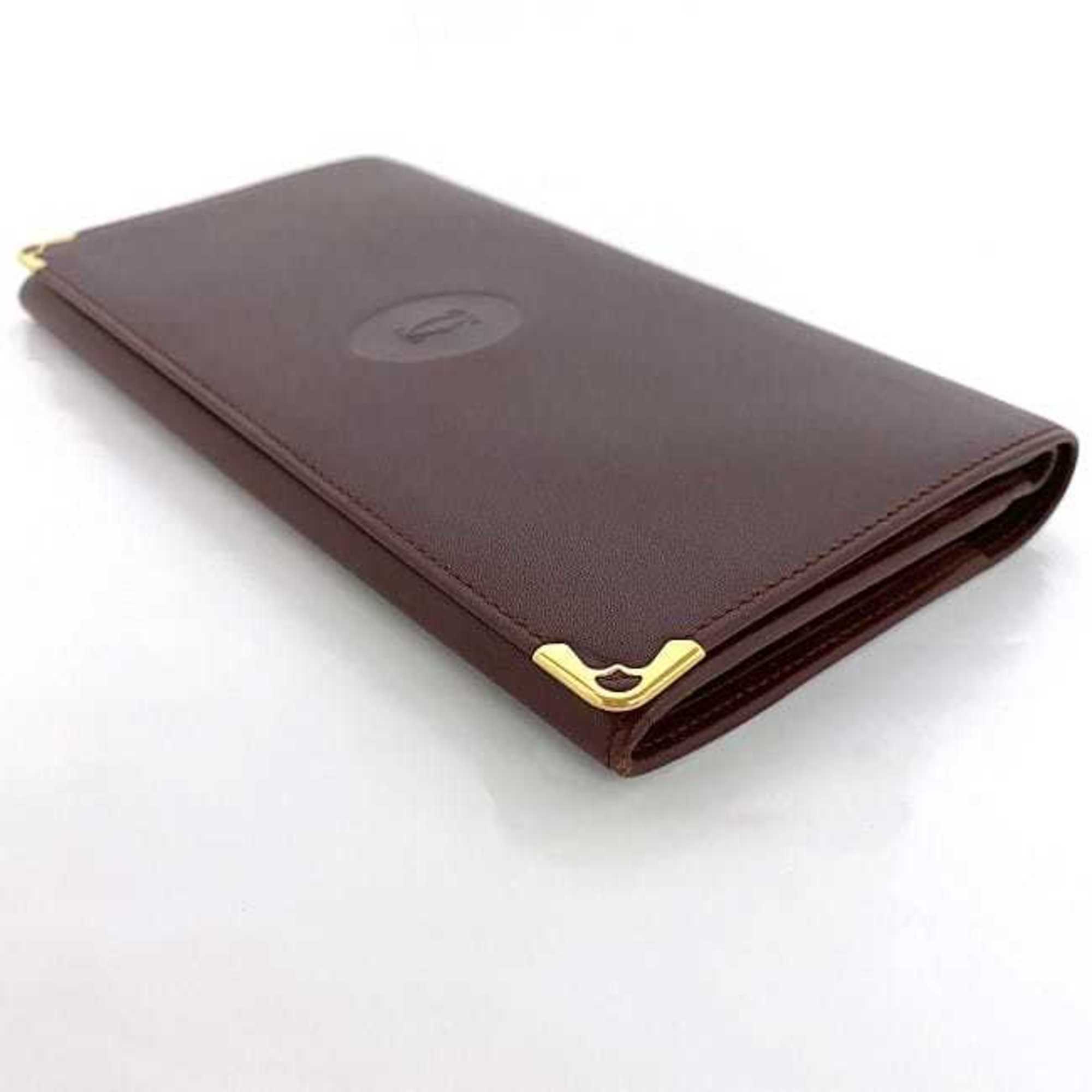 Cartier Must Bordeaux Leather Long Wallet (Bi-Fold) (Pre-Owned)
