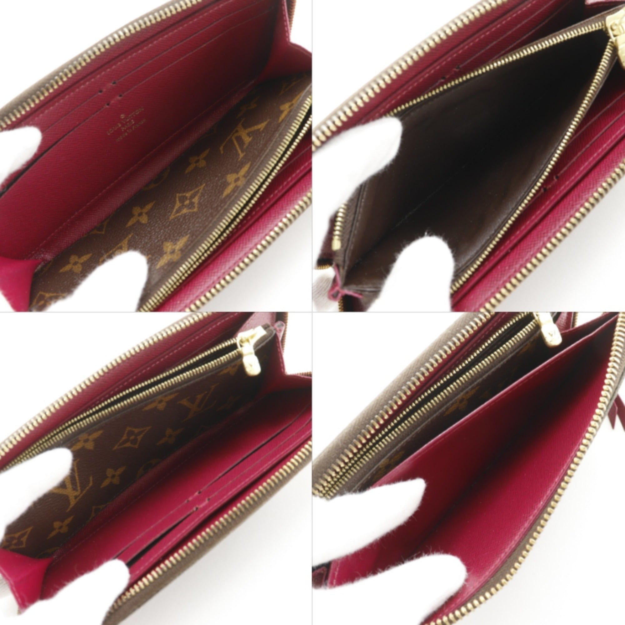 Louis Vuitton Brown Fuchsia Galle Monogram Red Color Monogram Long Wallet (Bi-Fold) (Pre-Owned)
