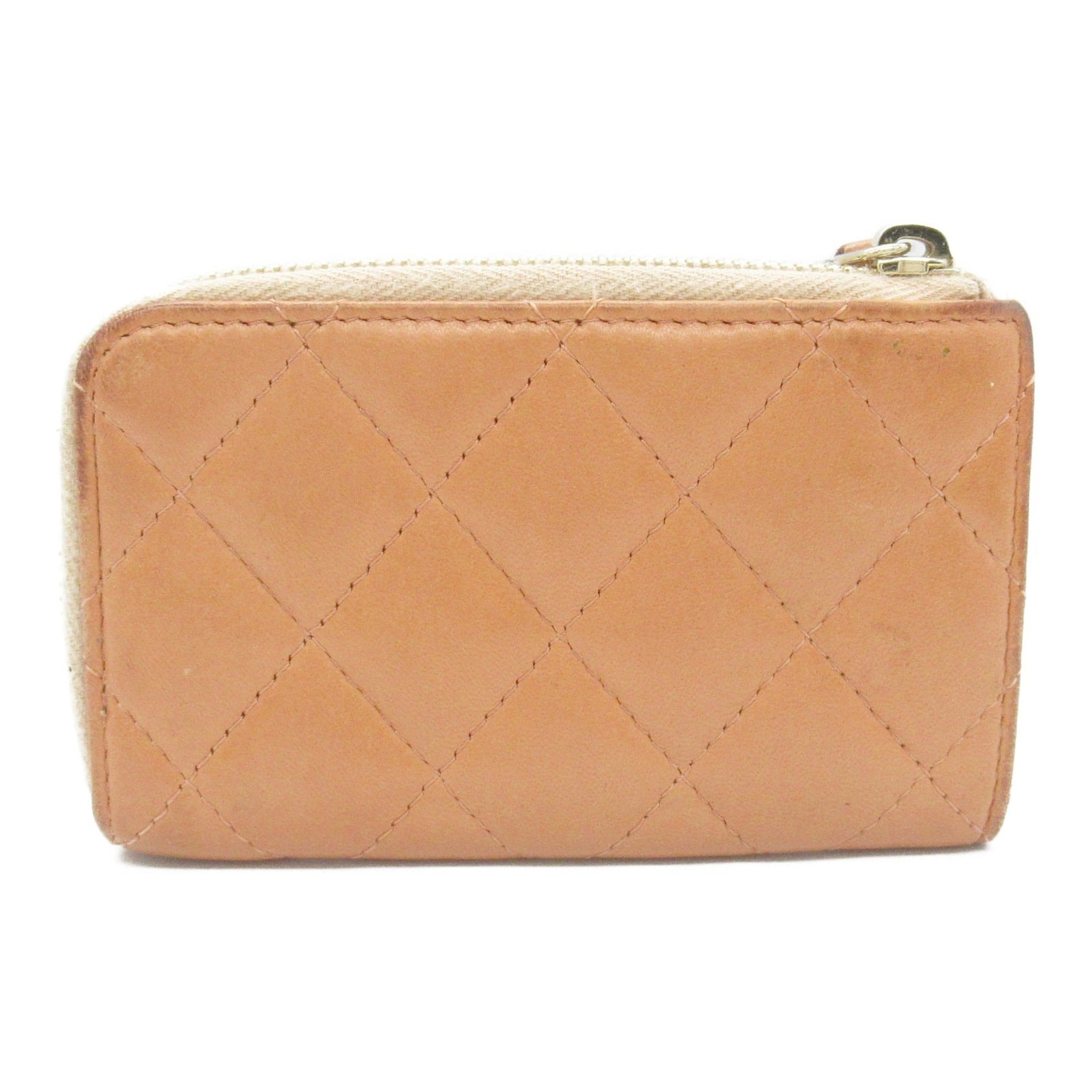 Chanel Pink Pink Beige Leather Coin Purse/Coin Case (Pre-Owned)