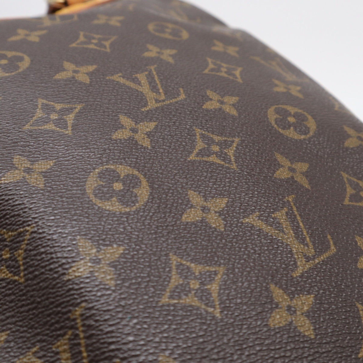 Louis Vuitton Beige Brown Monogram Coated Canvas Leather Handbag (Pre-Owned)