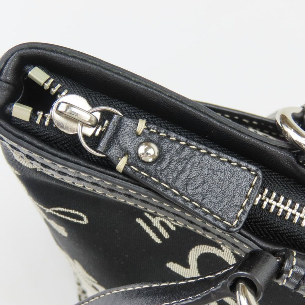 Coach Black Gray Canvas Leather Tote Bag (Pre-Owned)