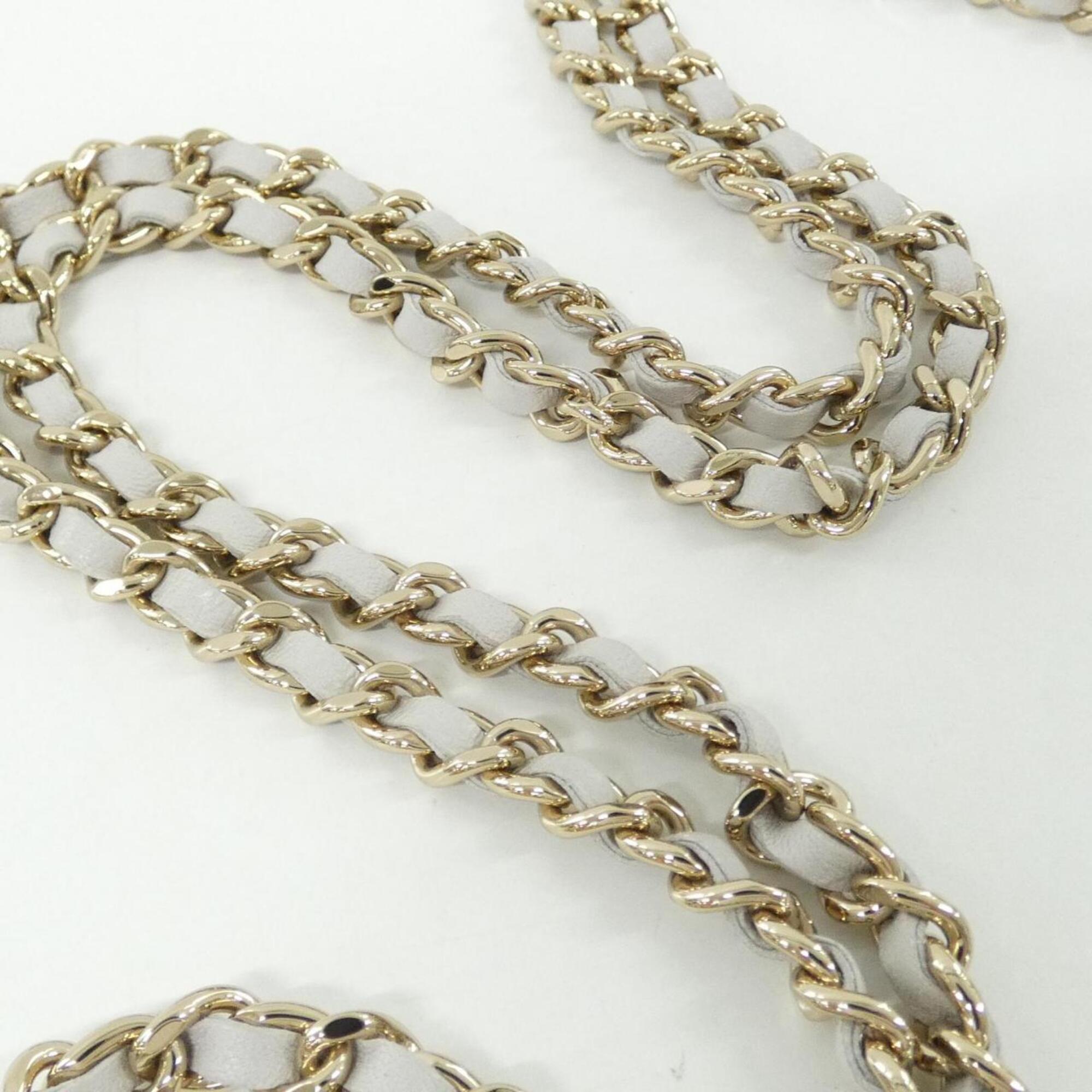 Chanel Gray Leather Chain/Shoulder Wallet (Pre-Owned)