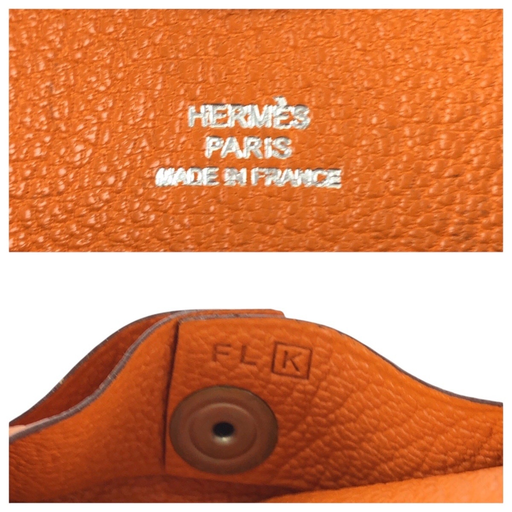 Hermes Feu Orange Chevre Leather Coin Purse/Coin Case (Pre-Owned)
