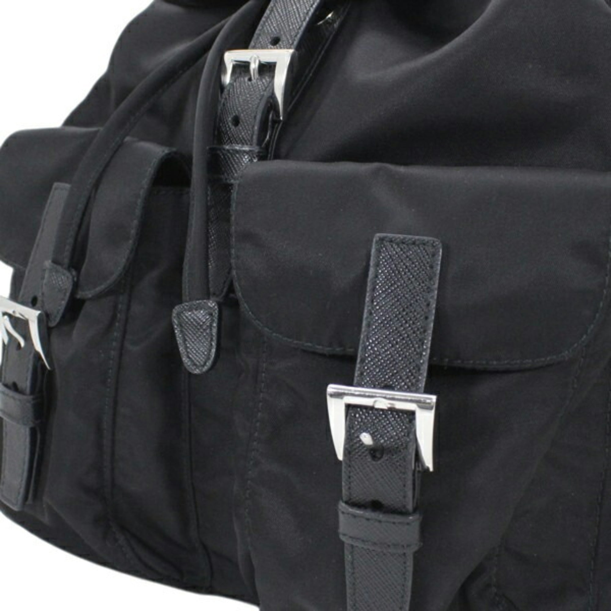 Prada Black Nero Nylon Leather Backpack (Pre-Owned)
