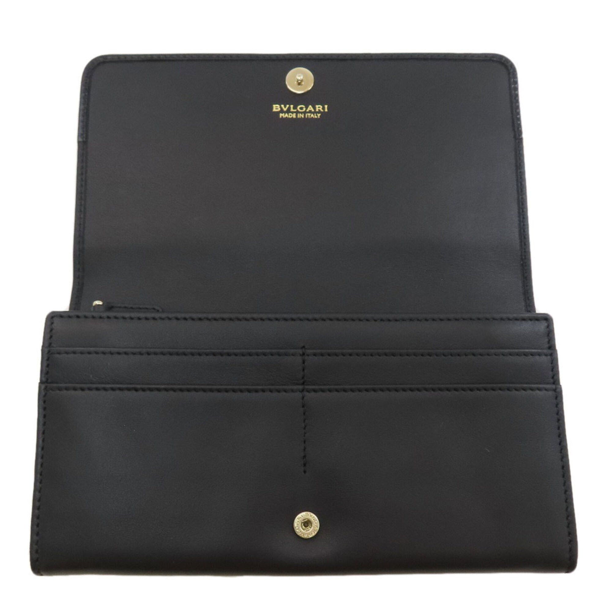 Bvlgari Bvlgari Bvlgari Black Leather Long Wallet (Bi-Fold) (Pre-Owned)