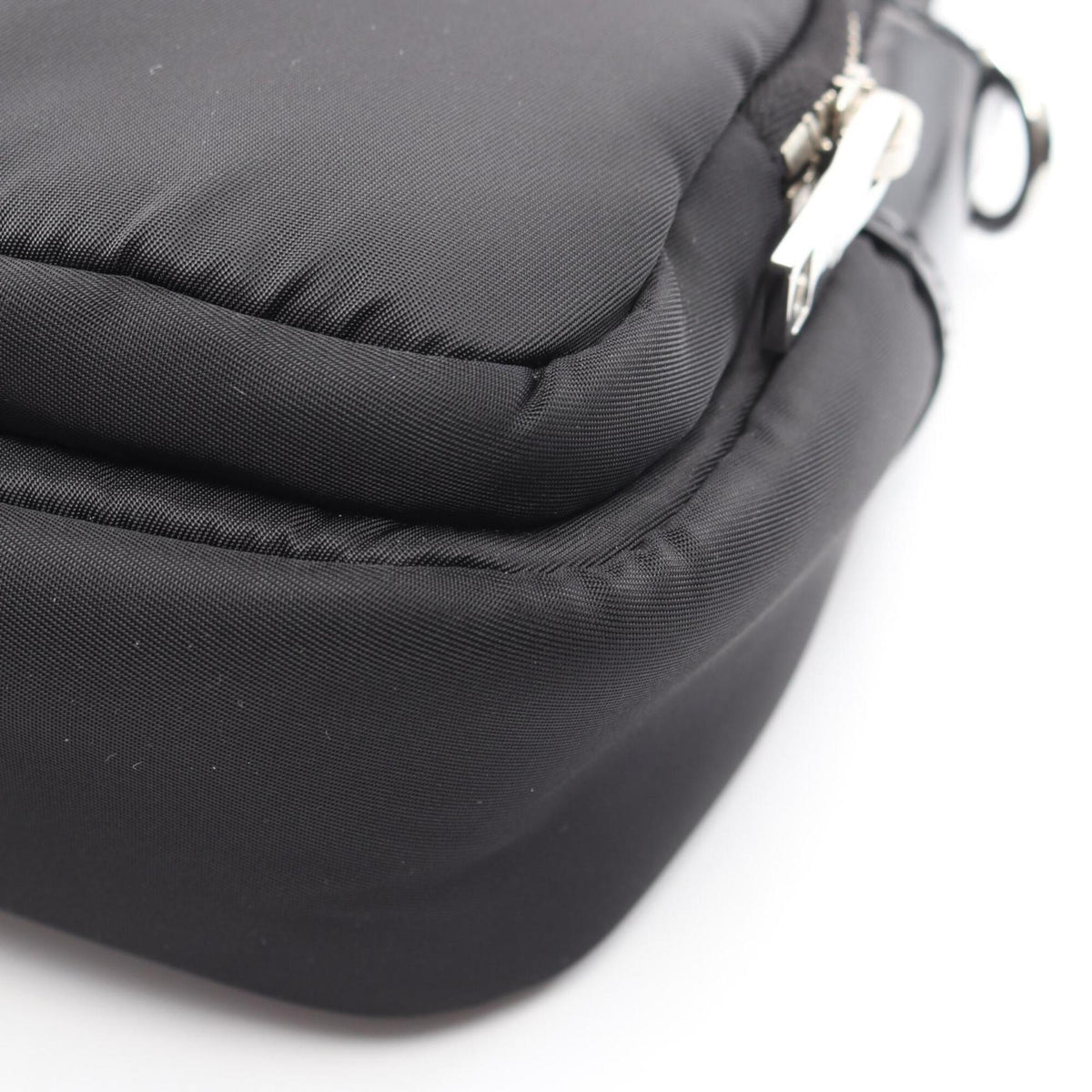 Prada Black Nylon Leather Handbag Pouch Shoulder Bag (Pre-Owned)