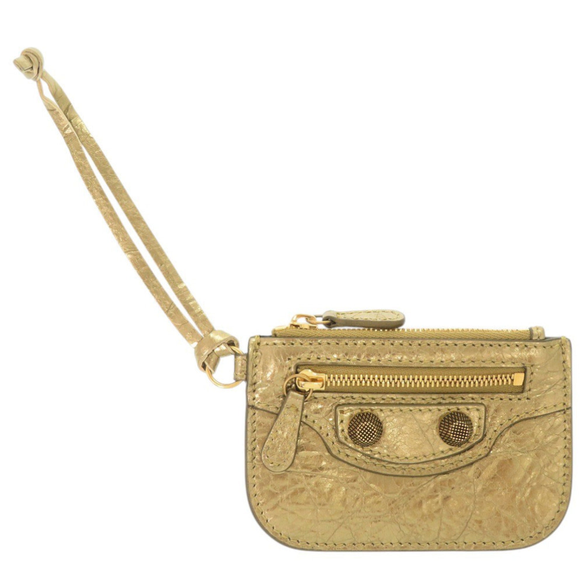 Balenciaga Gold Leather Coin Purse/Coin Case (Pre-Owned)