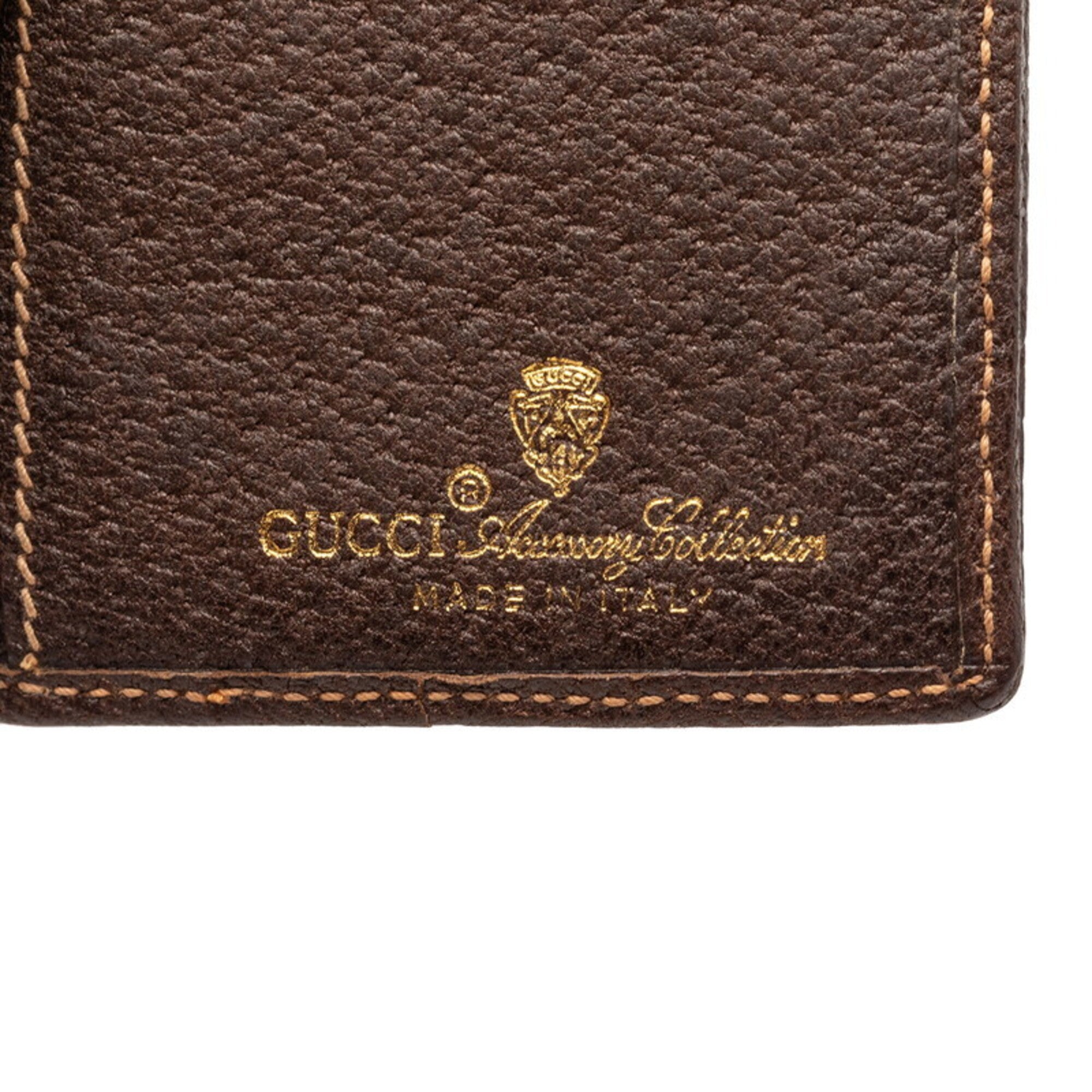 Gucci Gg Supreme Beige Brown Pvc Leather Long Bill Wallet (Bi-Fold) (Pre-Owned)
