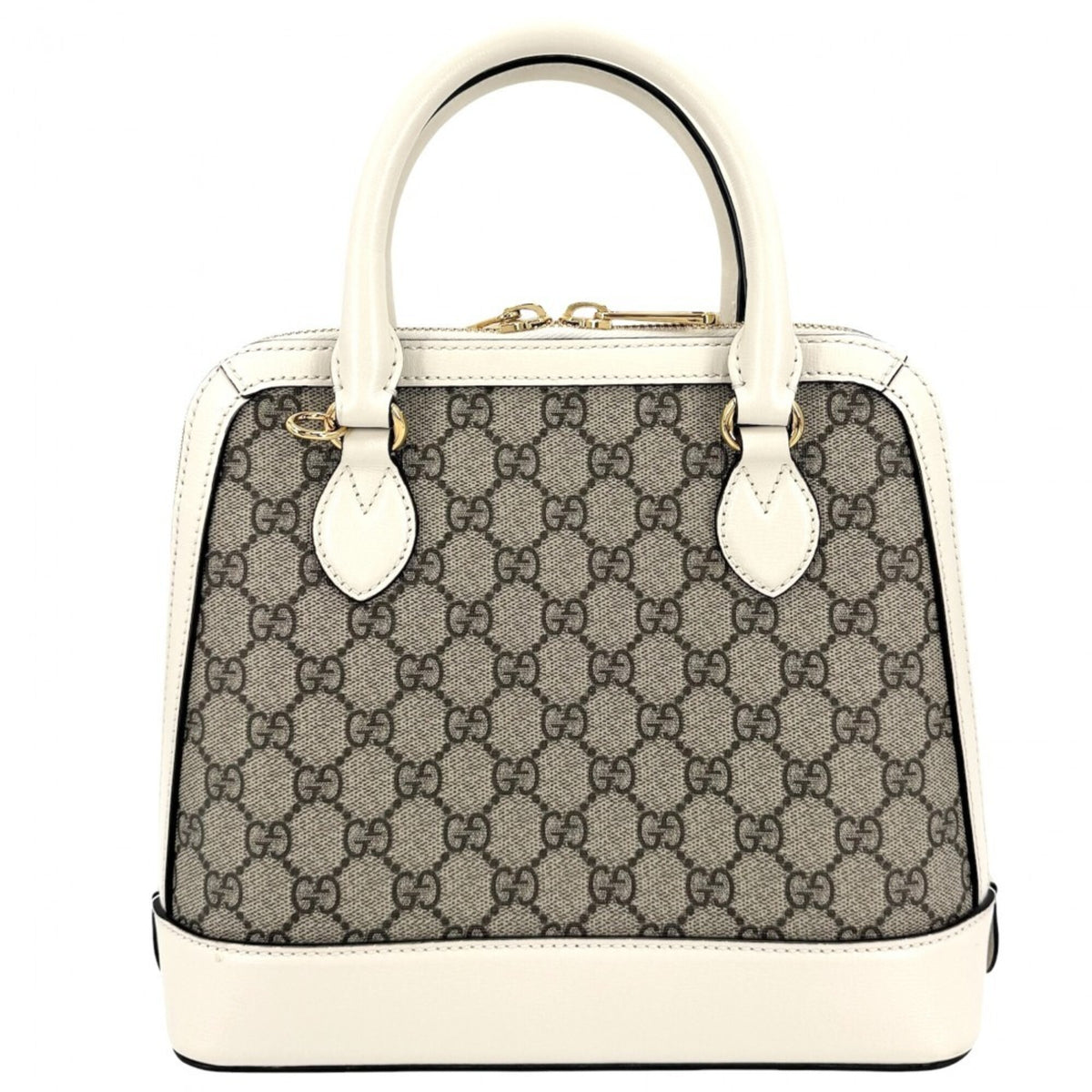 Gucci Beige White Gg Supreme Leather Handbag Shoulder Bag (Pre-Owned)