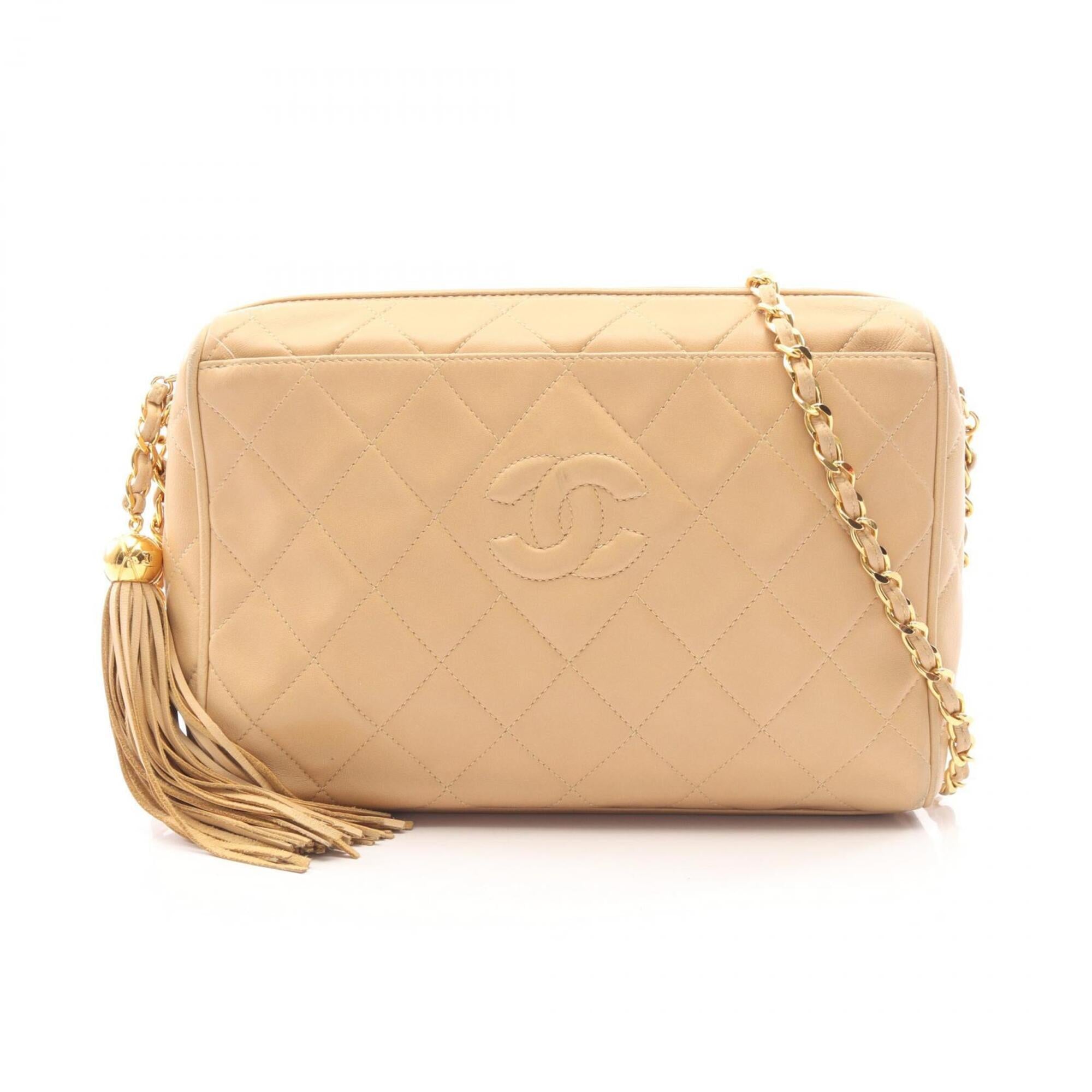 Chanel Beige Leather Handbag Shoulder Bag (Pre-Owned)