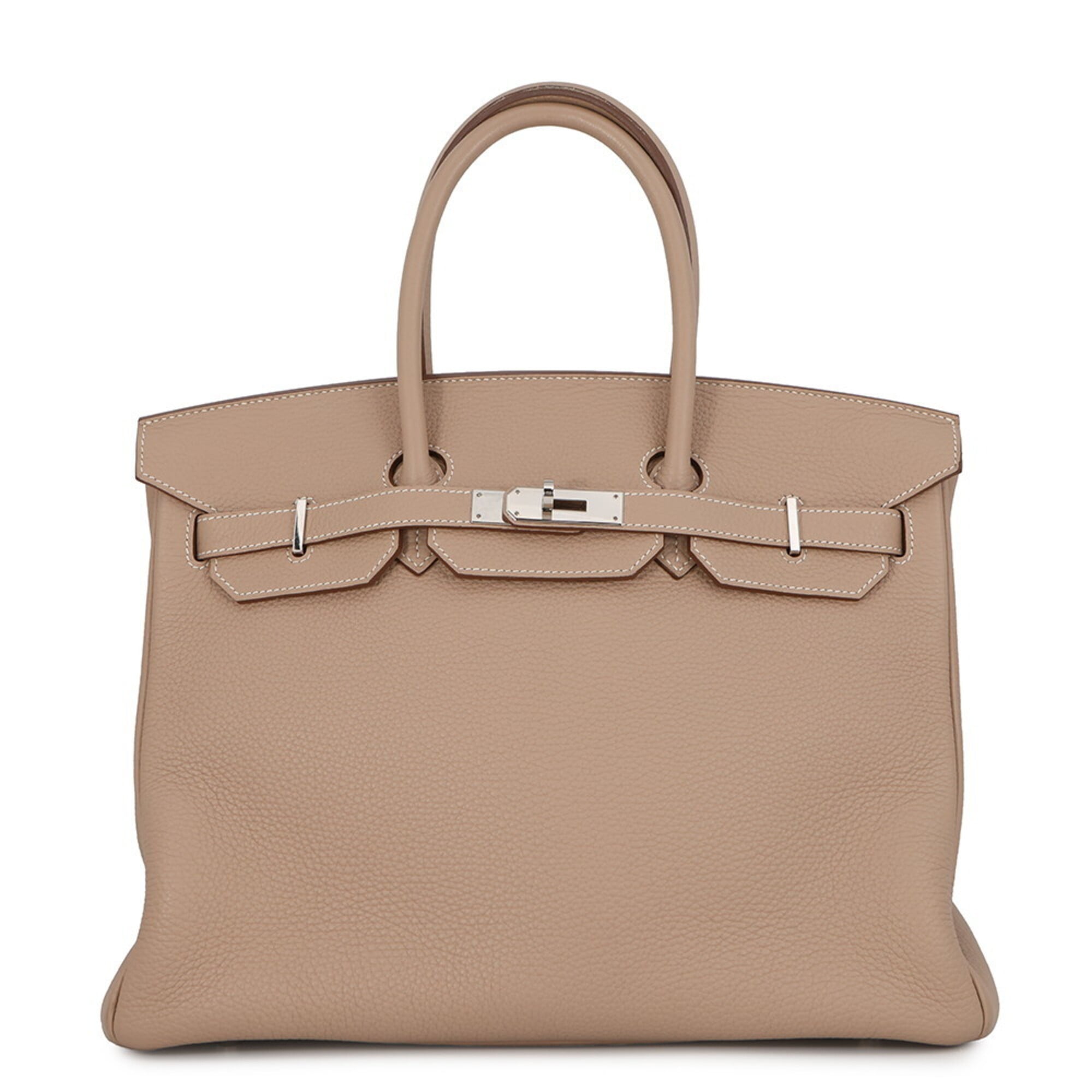 Hermes Birkin Argile Taurillon Clemence Leather Handbag (Pre-Owned)