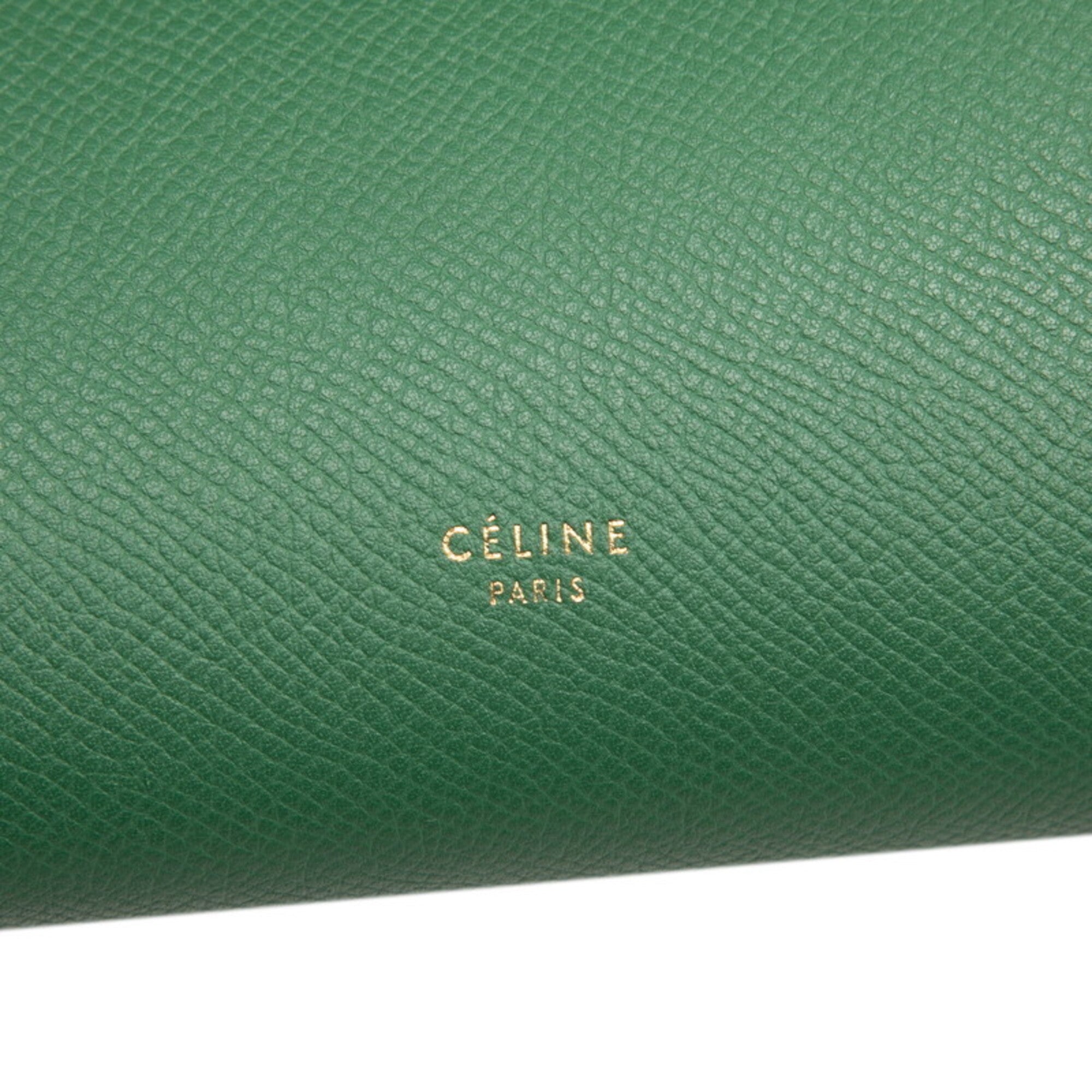 Celine Green Leather Handbag Shoulder Bag (Pre-Owned)