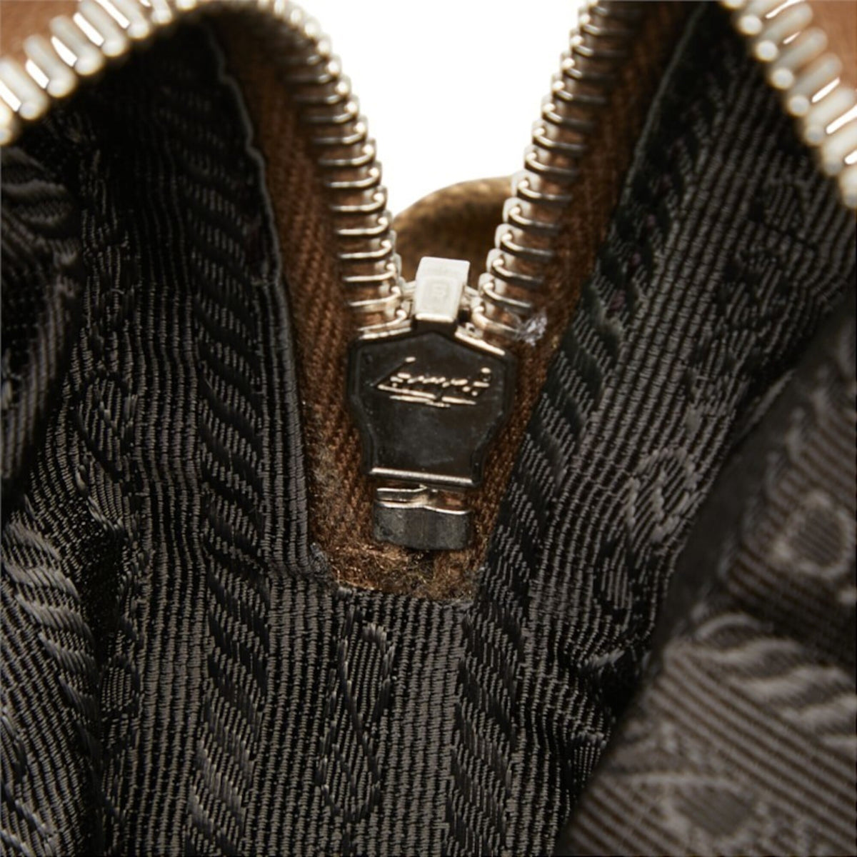 Prada Beige Brown Canvas Leather Shoulder Bag (Pre-Owned)