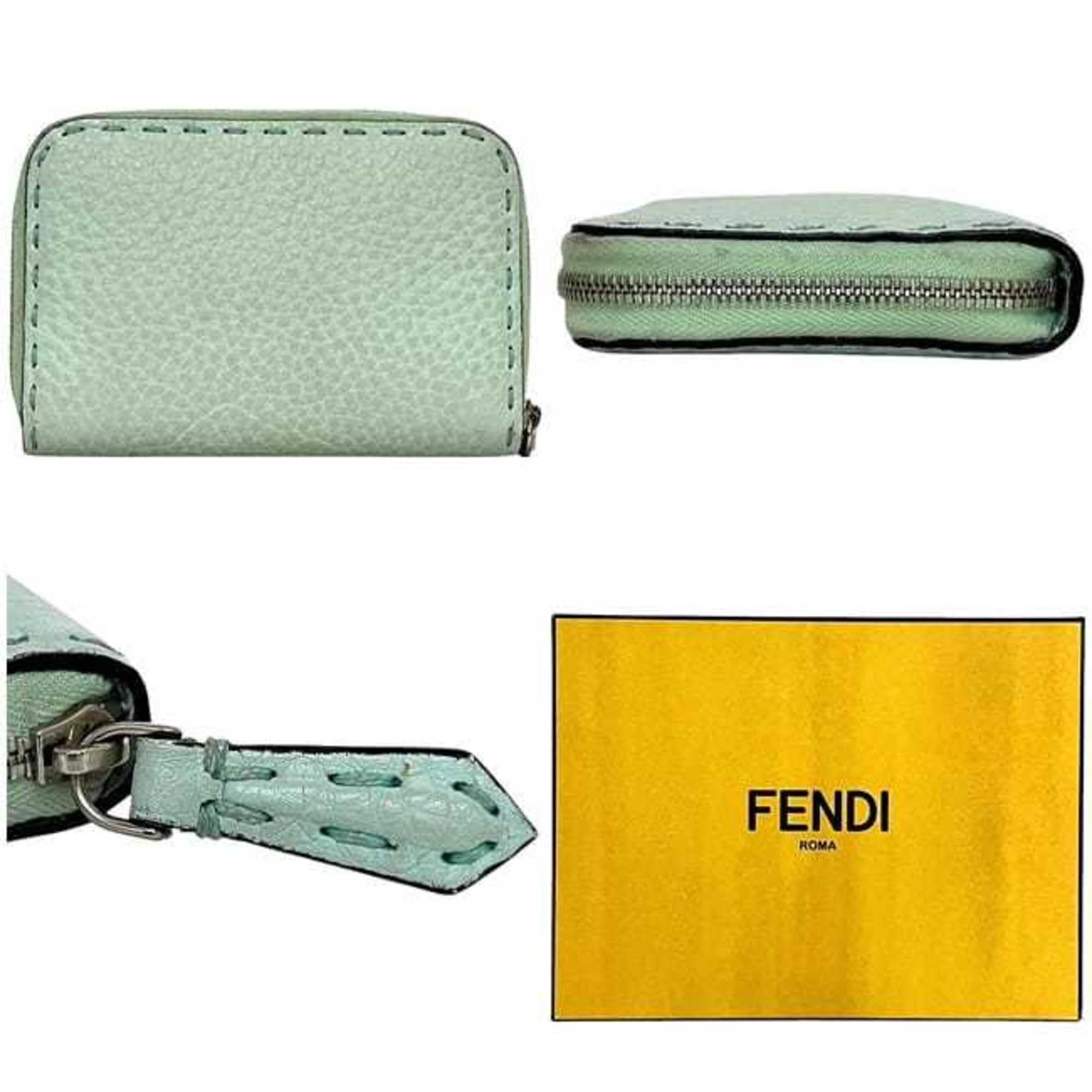 Fendi Light Green Leather Coin Purse/Coin Case (Pre-Owned)
