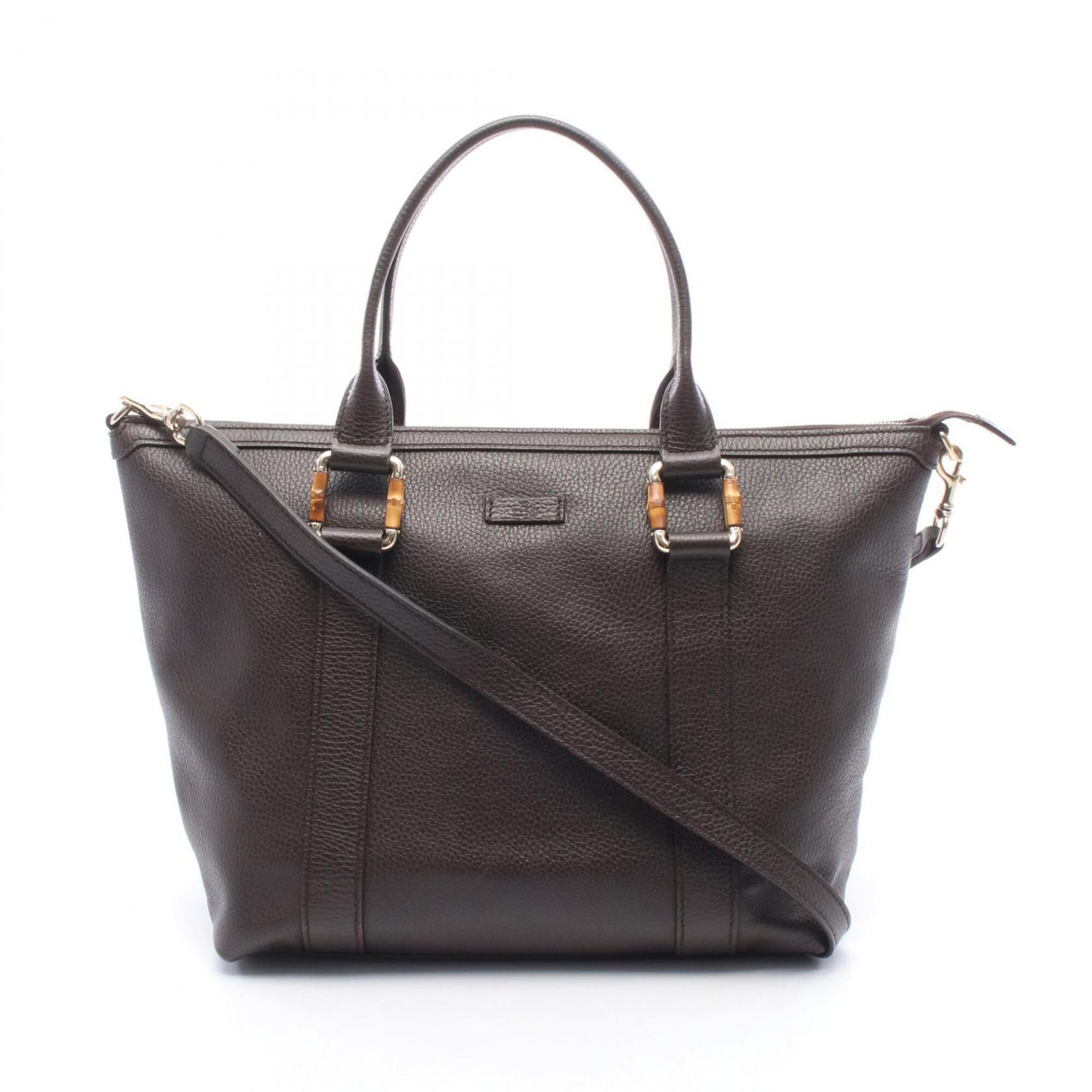 Gucci Brown Leather Handbag Tote Bag (Pre-Owned)