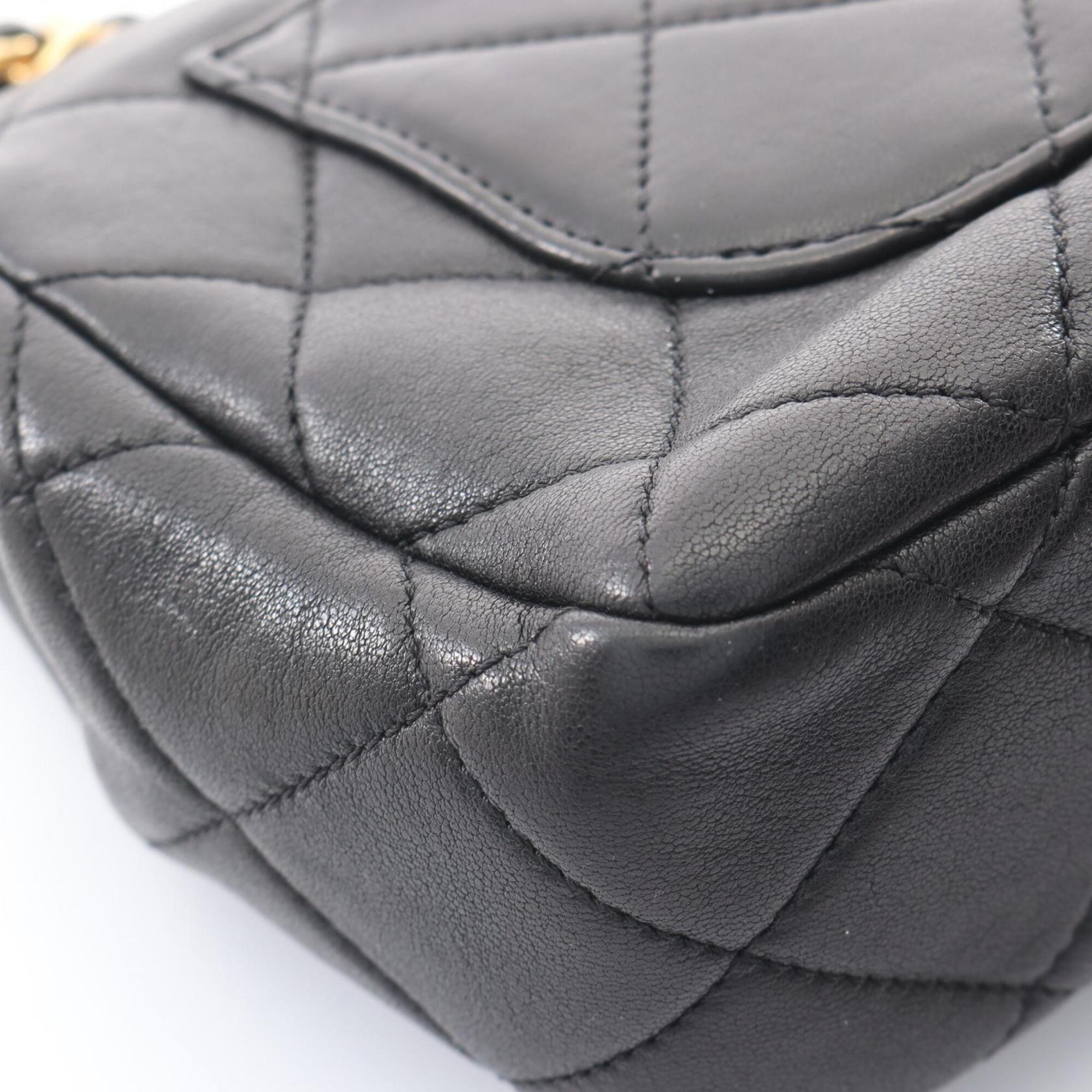 Chanel Black Leather Handbag Shoulder Bag (Pre-Owned)