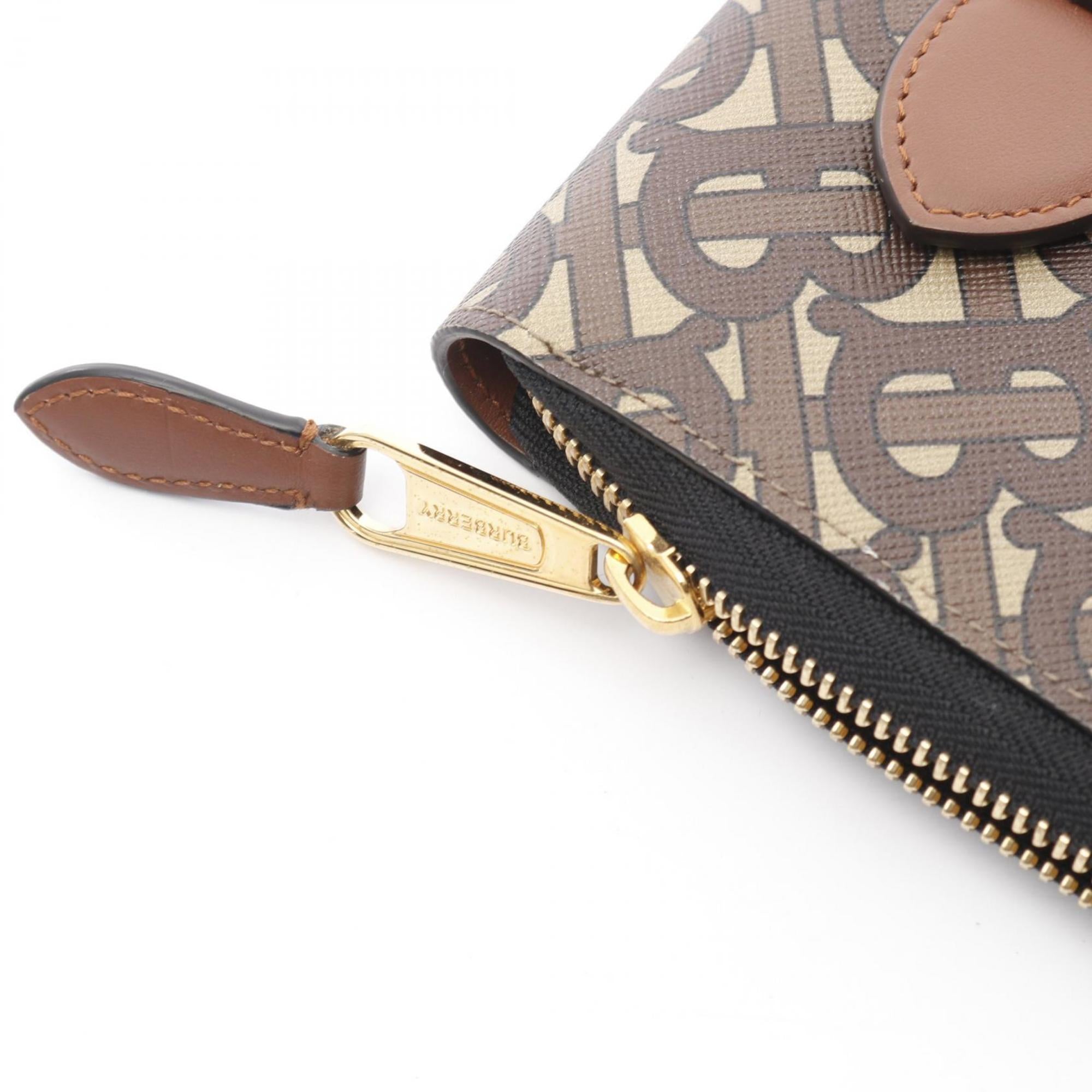 Burberry Beige Brown Pvc Coated Canvas Leather Clutch Bag (Pre-Owned)
