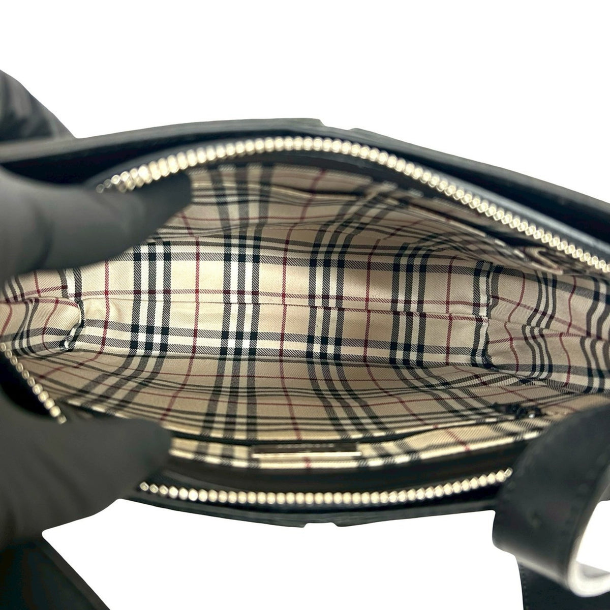 Burberry Black Leather Shoulder Bag Tote Bag (Pre-Owned)