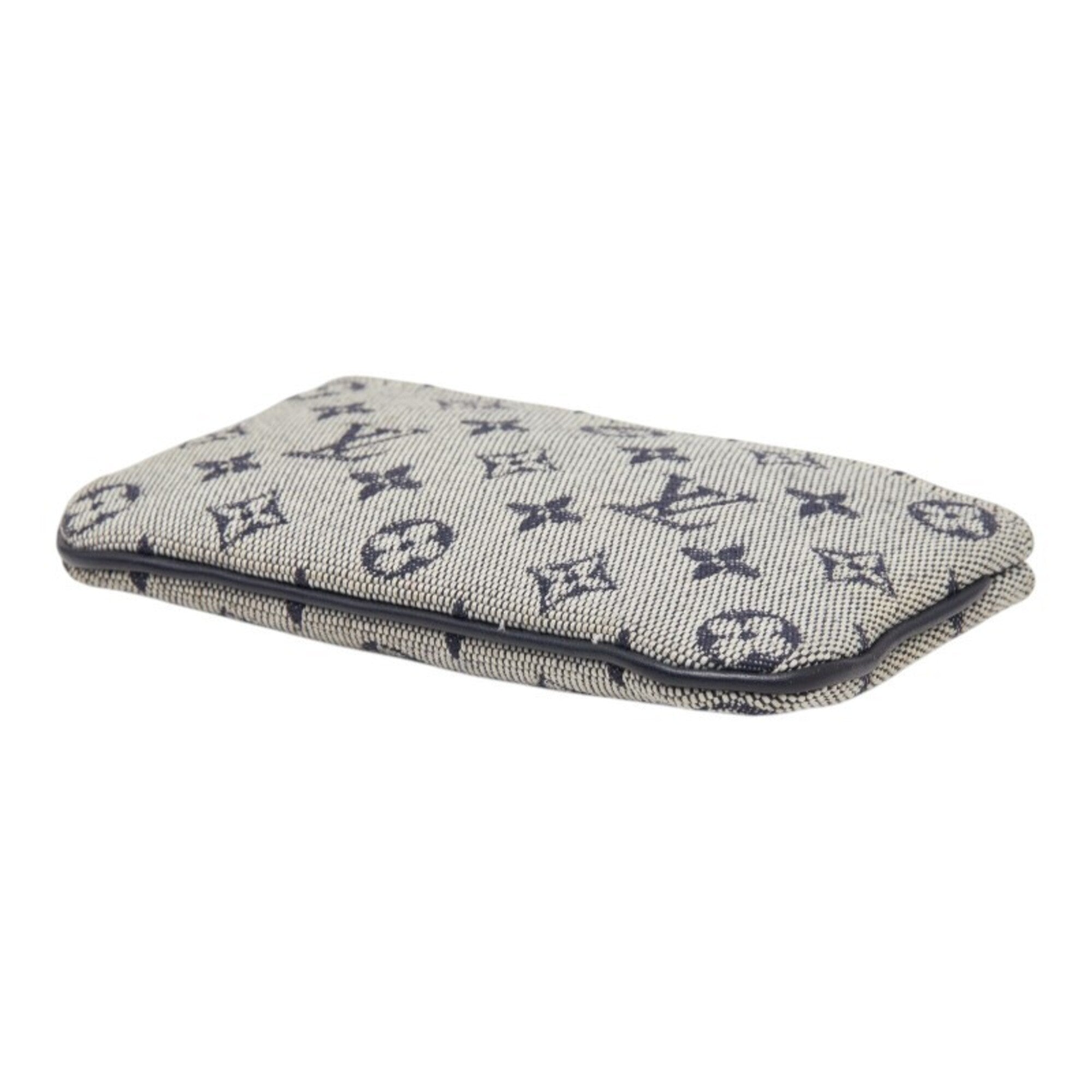 Louis Vuitton Blue Navy Canvas Leather Coin Purse/Coin Case (Pre-Owned)