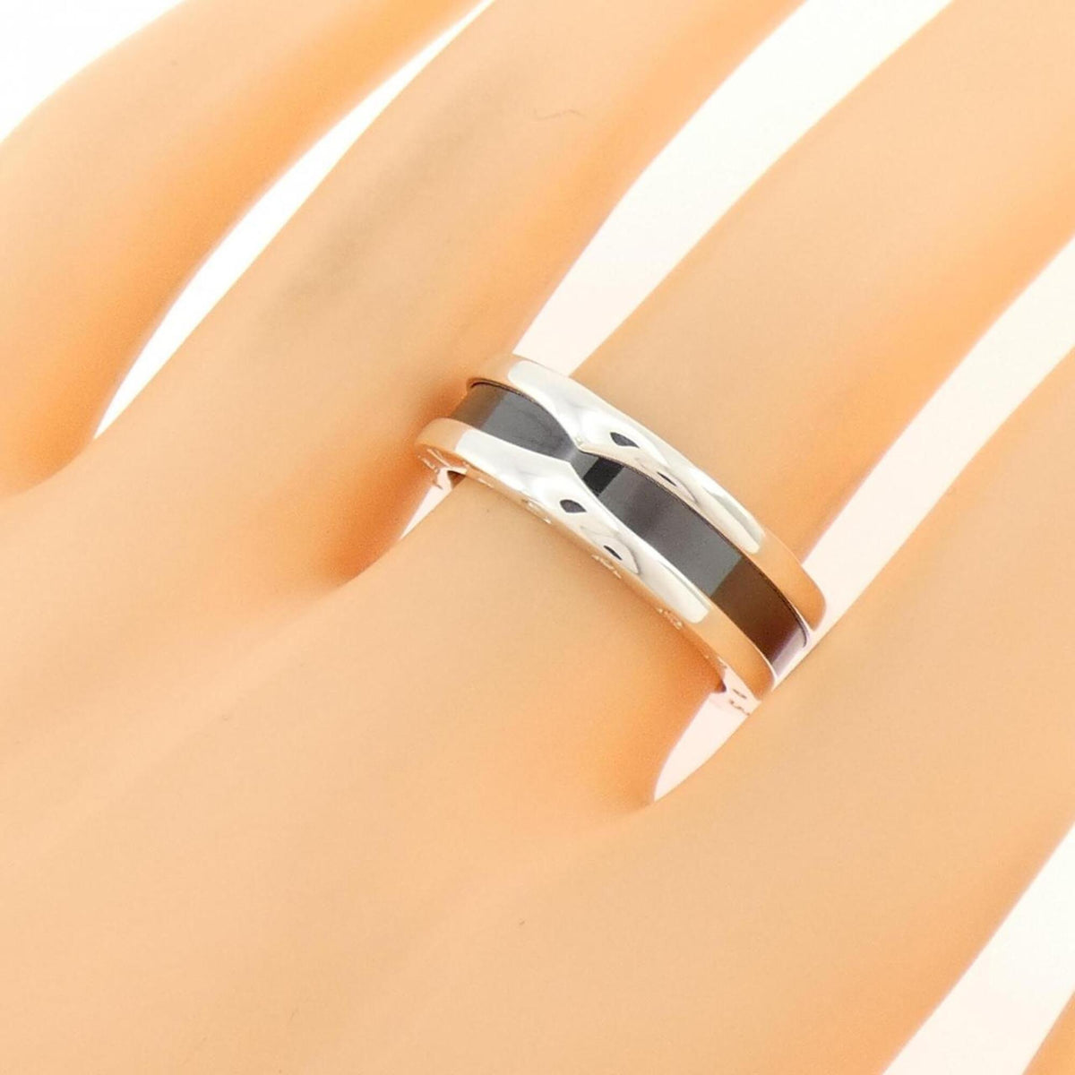 Bvlgari Ceramic Silver 925 Band Ring (Pre-Owned)