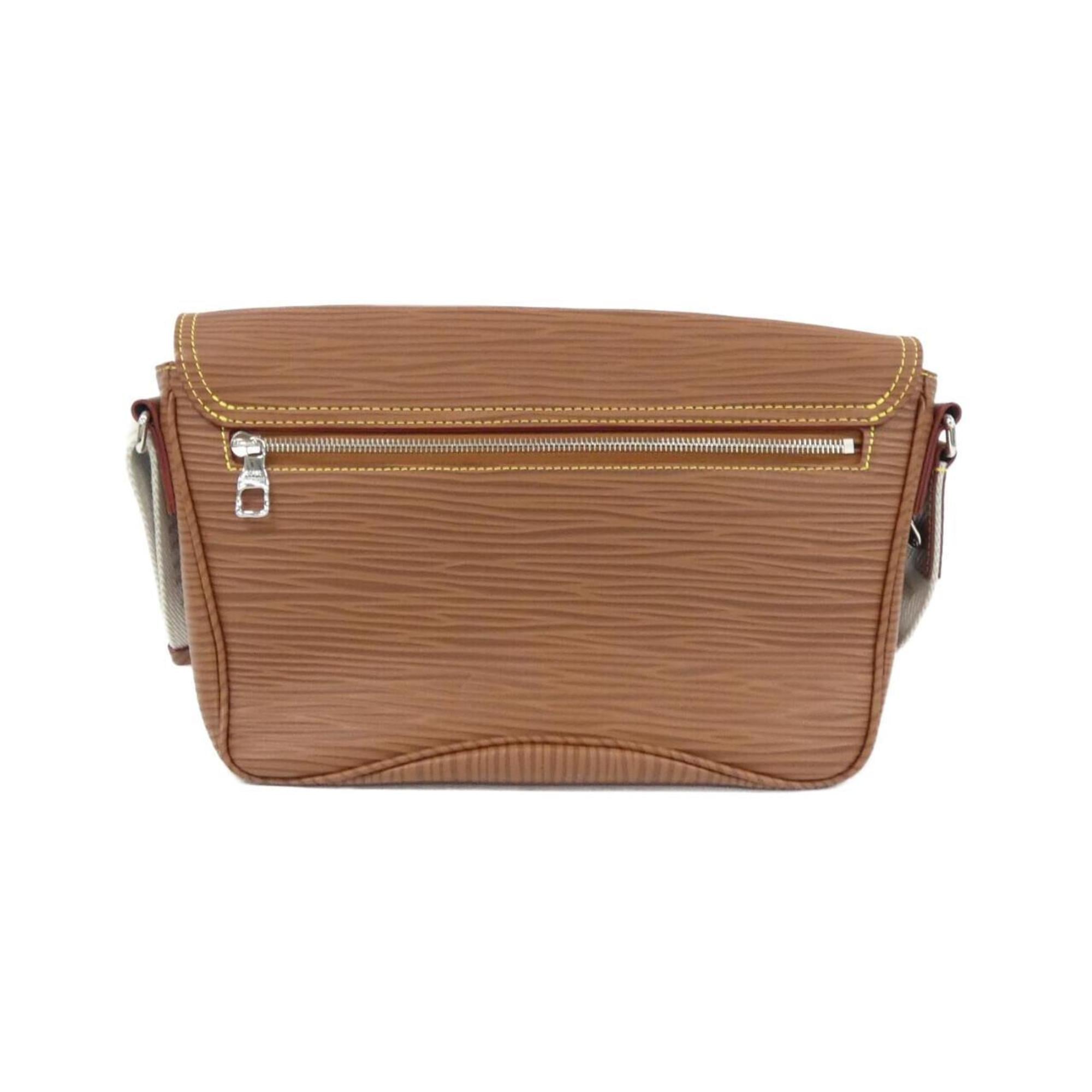 Louis Vuitton Beige Brown Cognac Leather Messenger Bag Shoulder Bag (Pre-Owned)