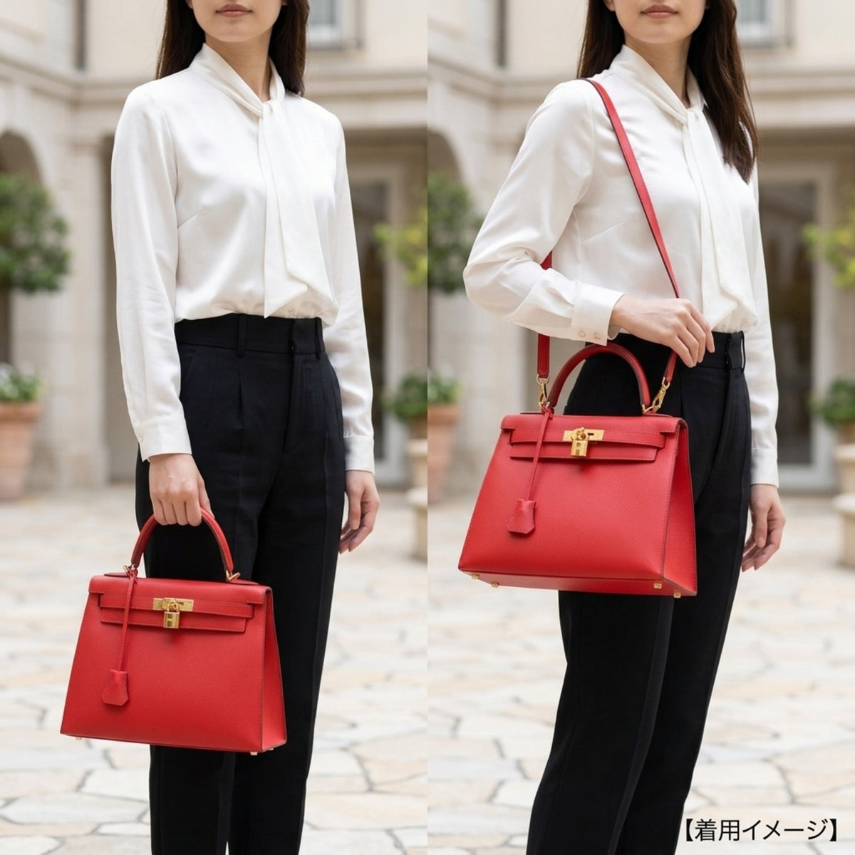 Hermes Red Color Rouge Casaque Epsom Leather Shoulder Bag (Pre-Owned)