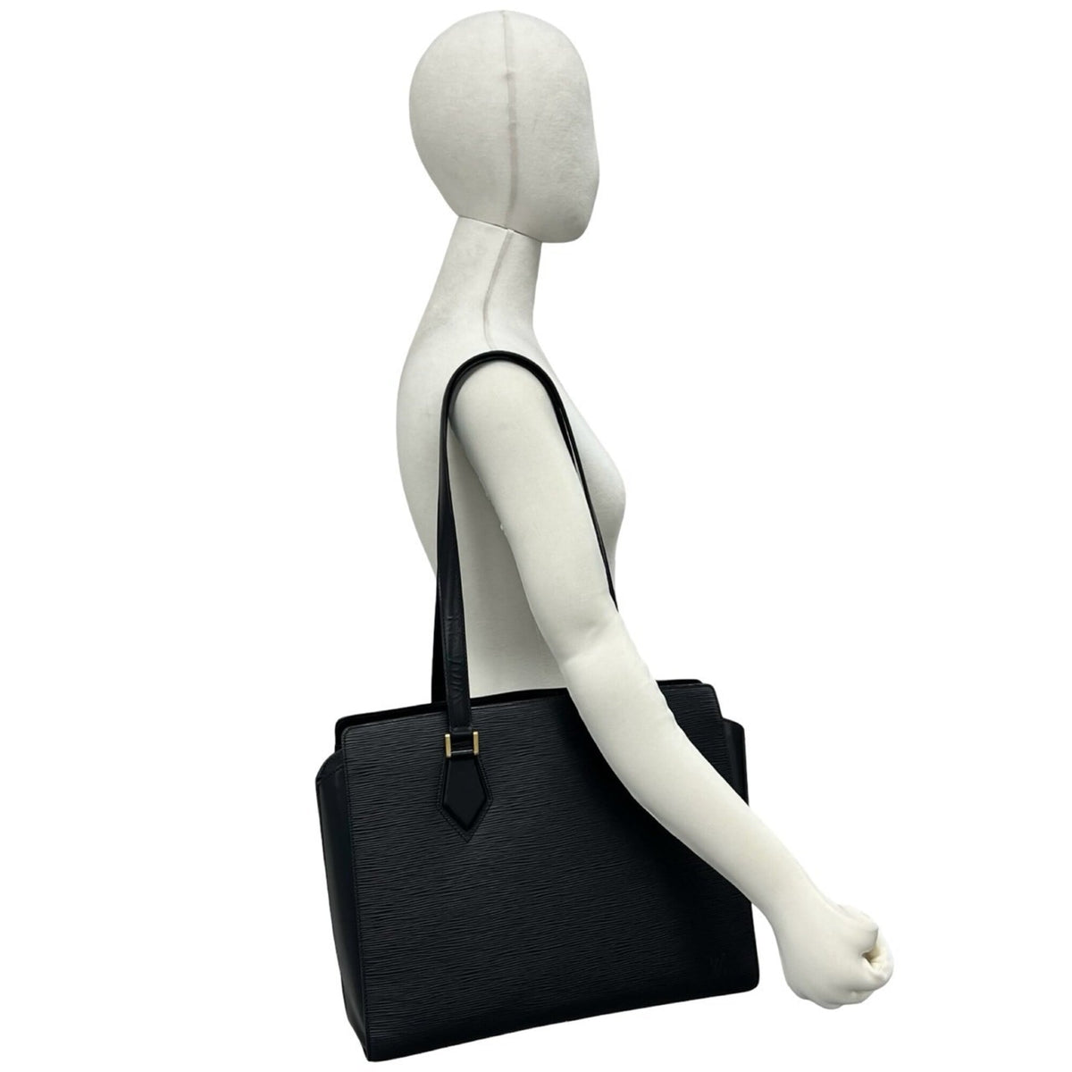 Louis Vuitton Black Leather Shoulder Bag Tote Bag (Pre-Owned)