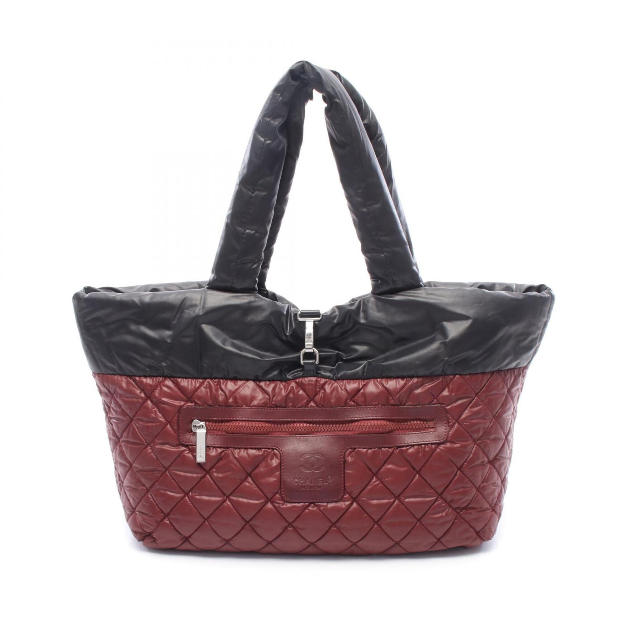 Chanel Black Bordeaux Nylon Handbag Tote Bag (Pre-Owned)