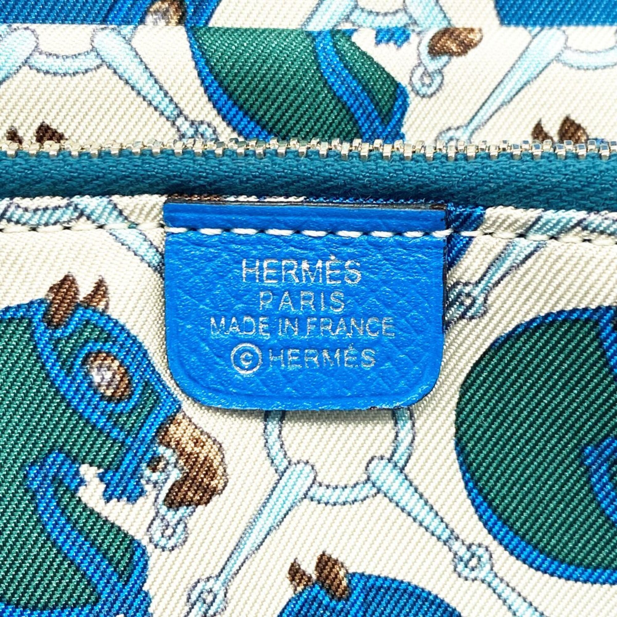 Hermes Blue Epsom Leather Leather Long Wallet (Bi-Fold) (Pre-Owned)