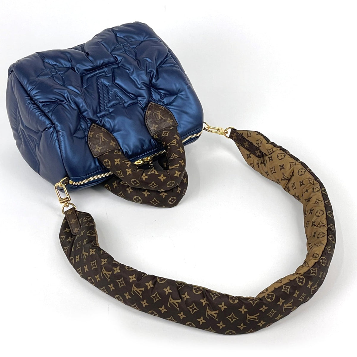 Louis Vuitton Metallic Blue Nylon Monogram Handbag Shoulder Bag (Pre-Owned)