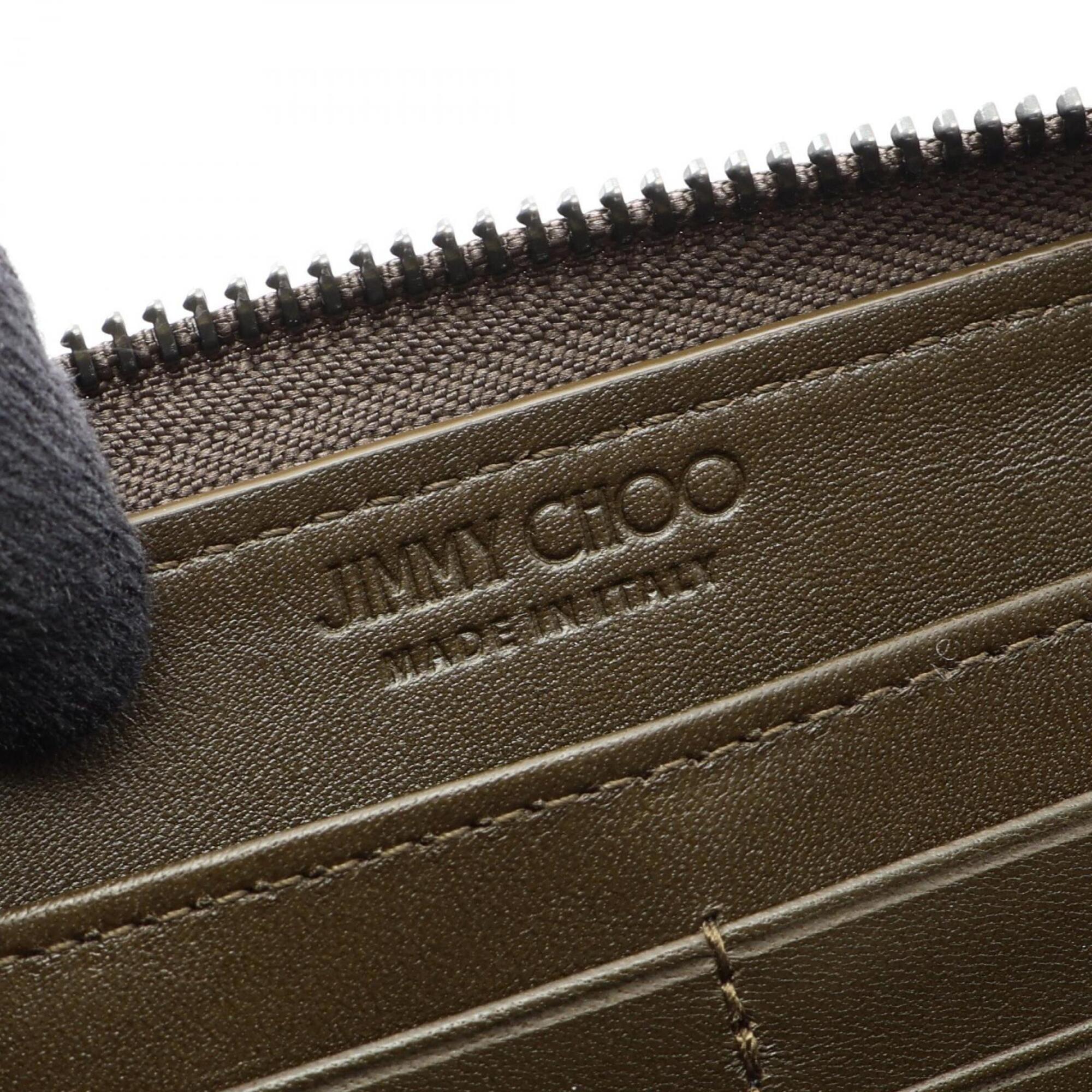 Jimmy Choo Khaki Leather Long Wallet (Bi-Fold) (Pre-Owned)