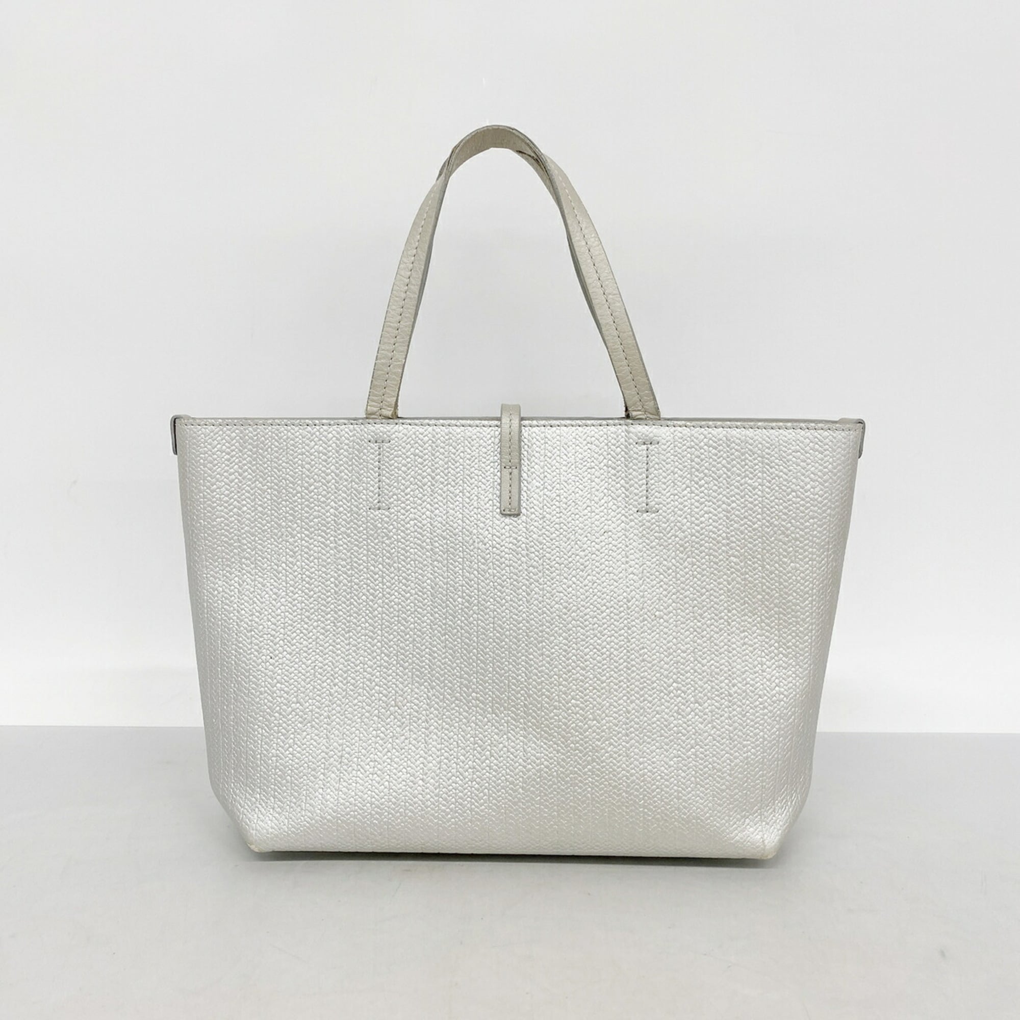 Salvatore Ferragamo Silver Leather Tote Bag (Pre-Owned)