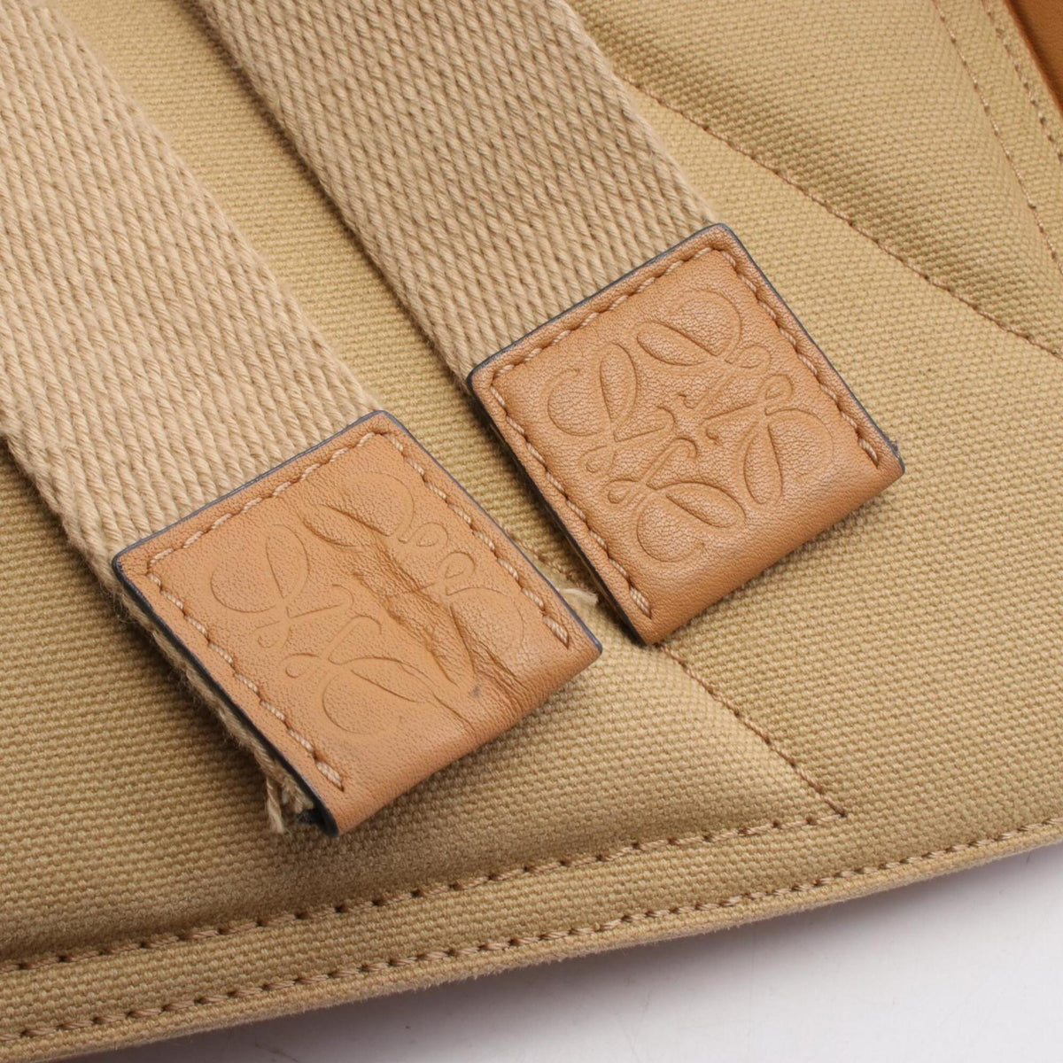 Loewe Beige Brown Canvas Leather Backpack Handbag (Pre-Owned)
